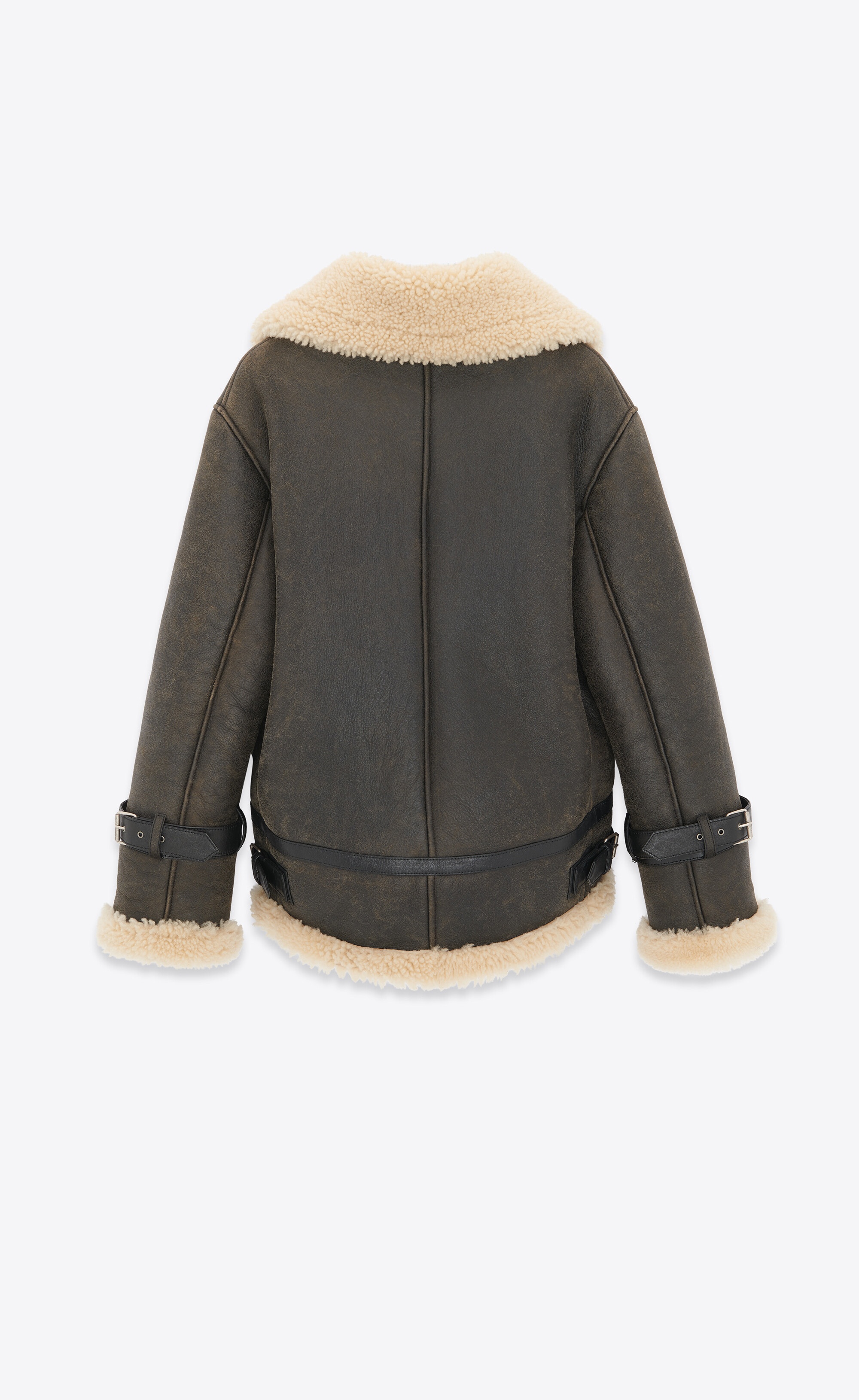 aviator jacket in aged-leather and shearling - 3