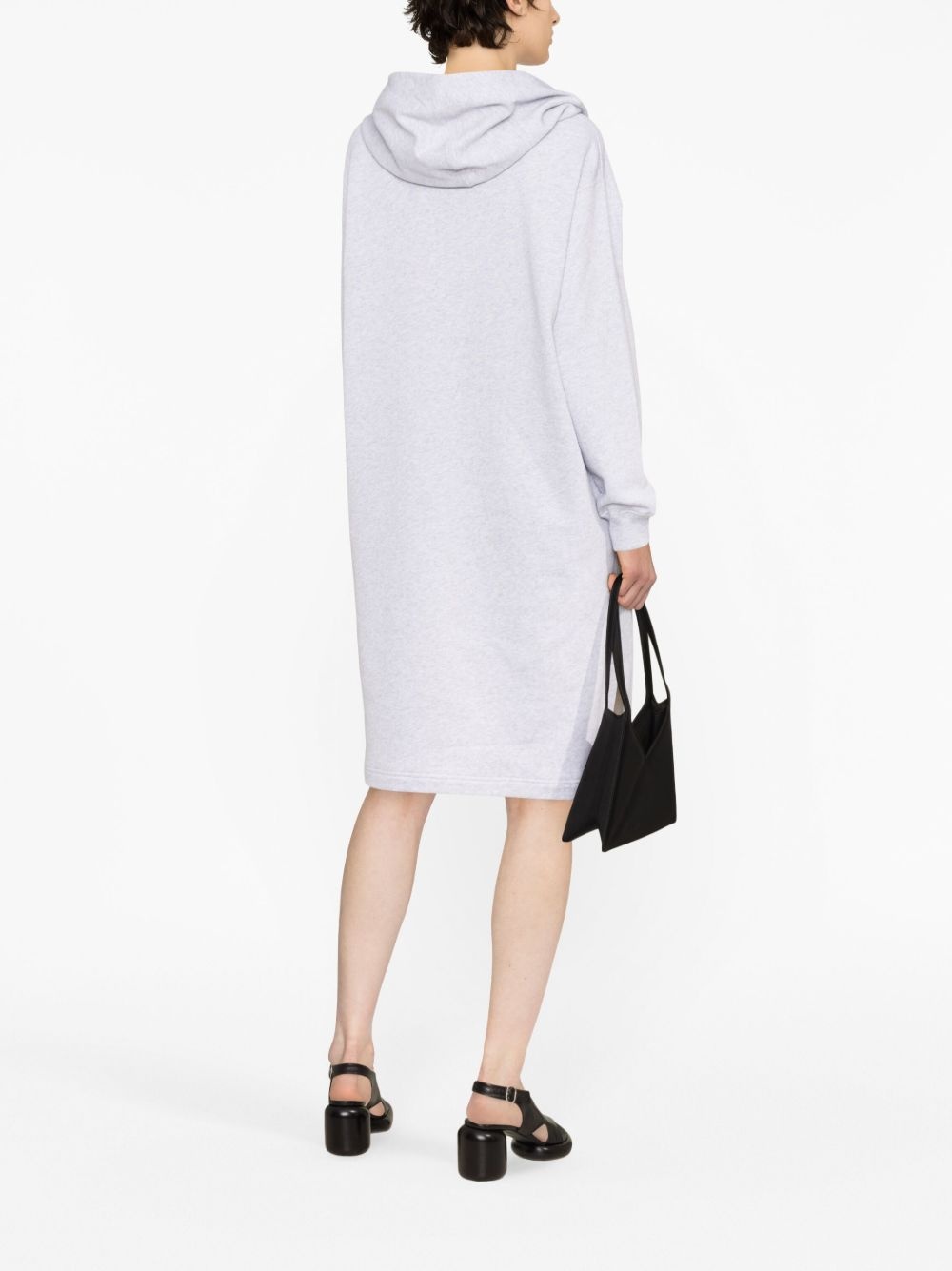 hooded V-neck dress - 4