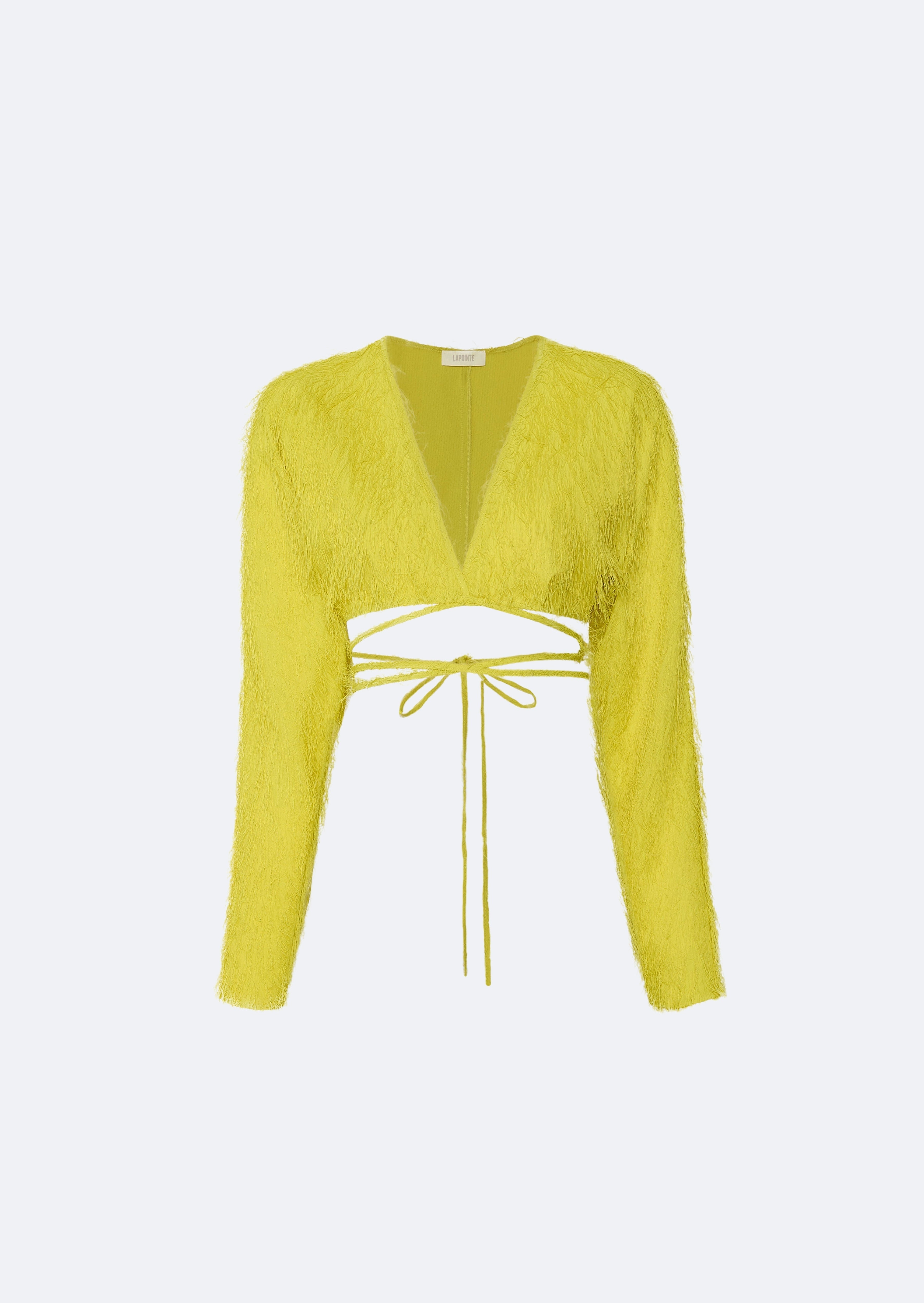 Fringe Long Sleeve Tie Top - 1