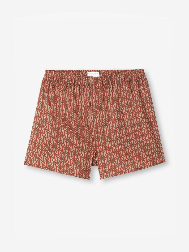 Men's Modern Fit Boxers Cotton Batiste Red Rope Print - 2