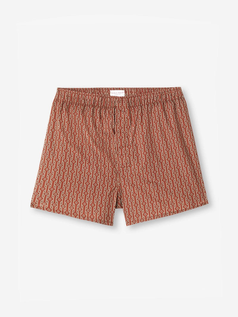 Derek Rose Men's Modern Fit Boxers Cotton Batiste Red Rope Print outlook