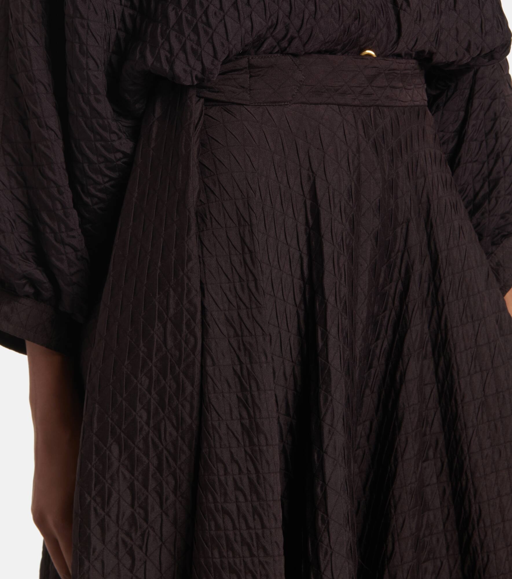 Quilted tie-detail silk maxi skirt - 4