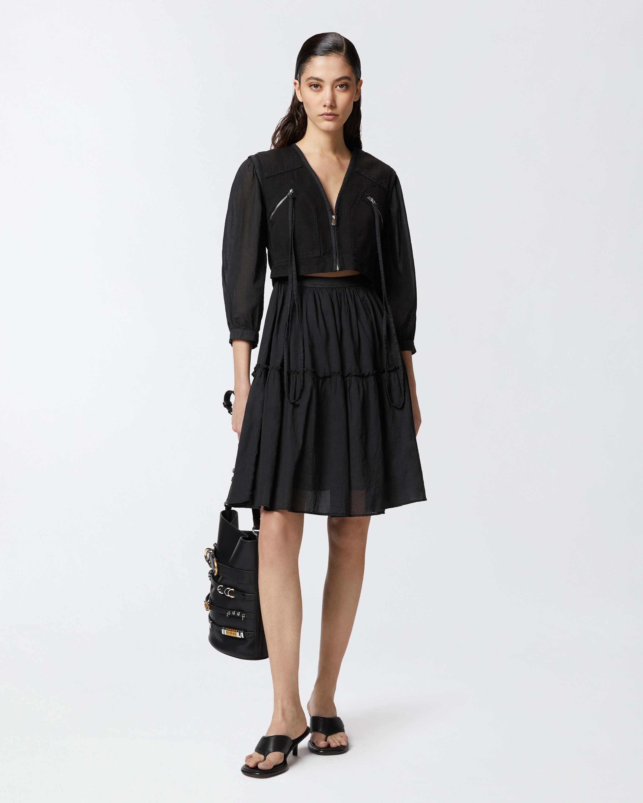 TWO-PIECE EFFECT MINI DRESS WITH SOFT SKIRT - 2