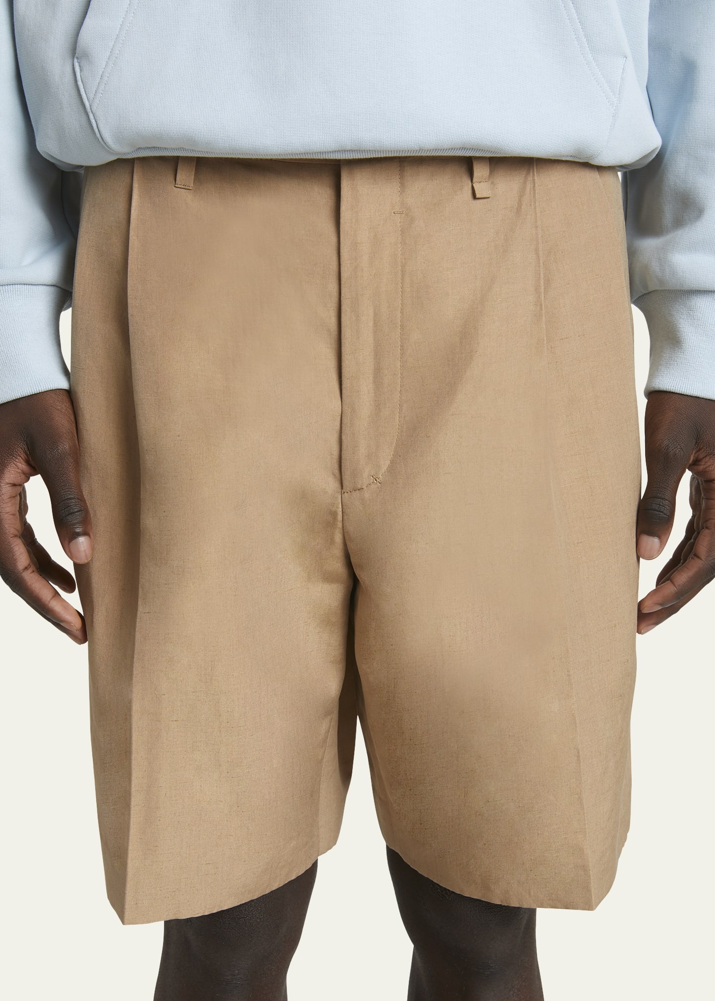 Men's Silk Linen Pleated Shorts - 5