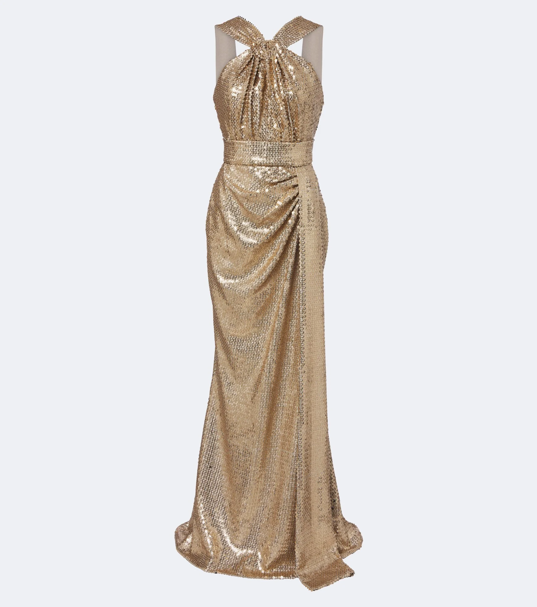 Draped sequined halterneck gown - 1