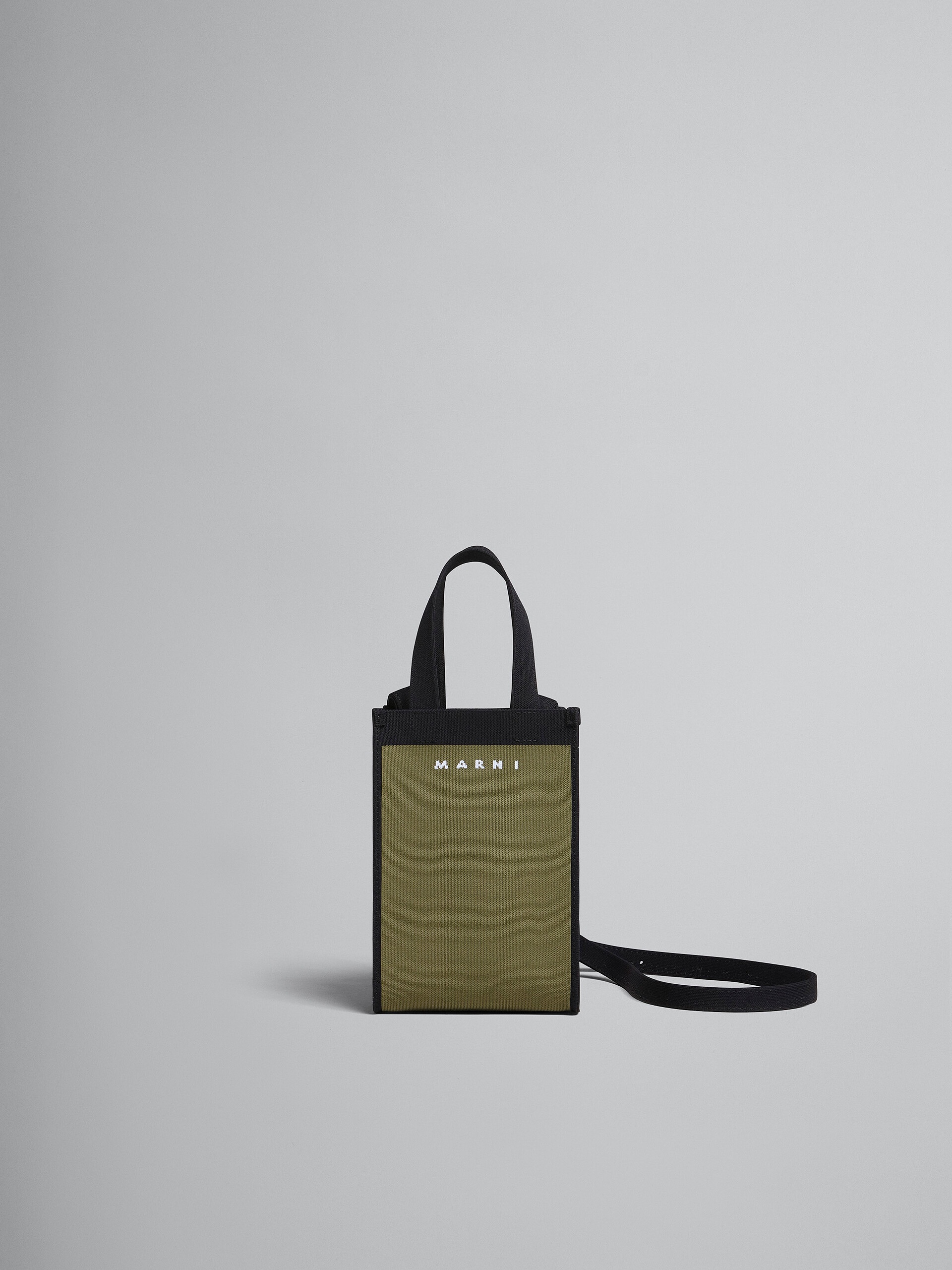 GREEN AND BLACK JACQUARD SHOULDER BAG - 1