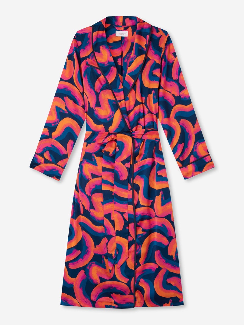 Women's Long Dressing Gown Brindisi 82 Silk Satin Multi - 1