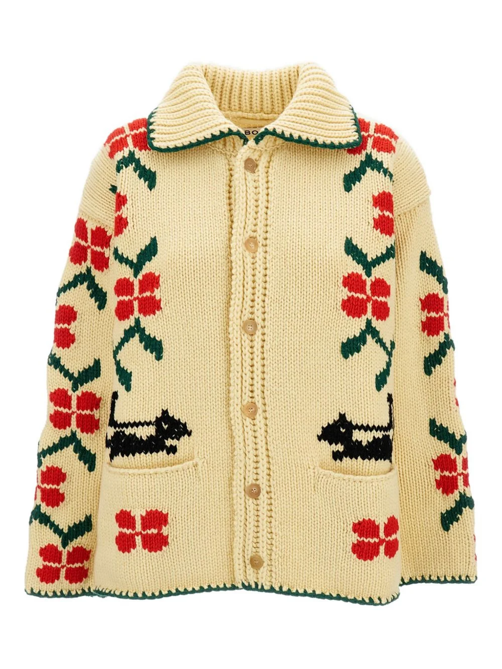 patterned-intarsia cardigan - 1
