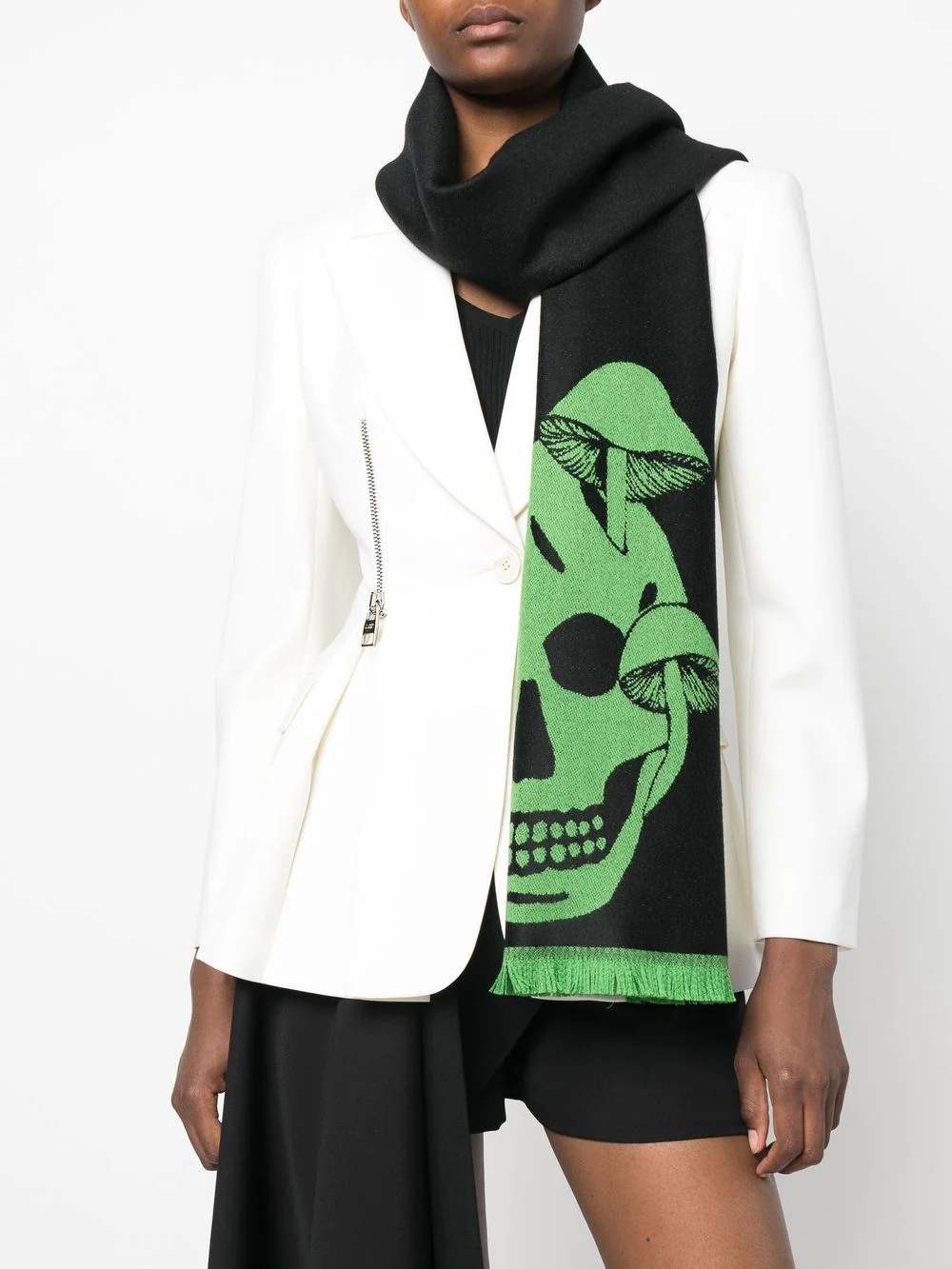 mushroom & skull wool scarf - 2