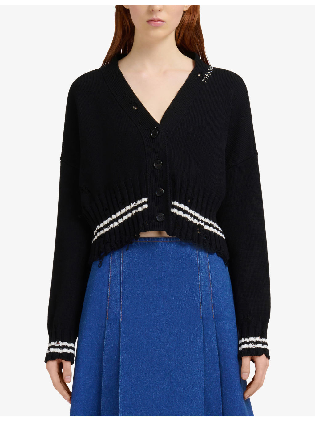 Brand-Embroidered V-Neck Cotton-Knit Cardigan - 3