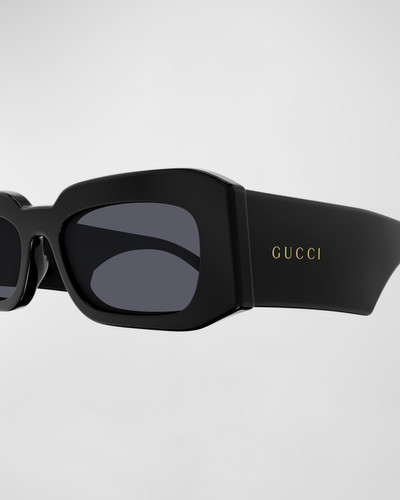 GUCCI Men's GG1426Sm Acetate Rectangle Sunglasses outlook