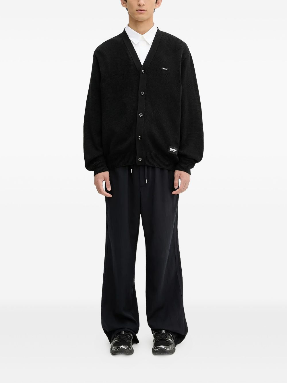 V-neck logo-plaque cardigan - 2