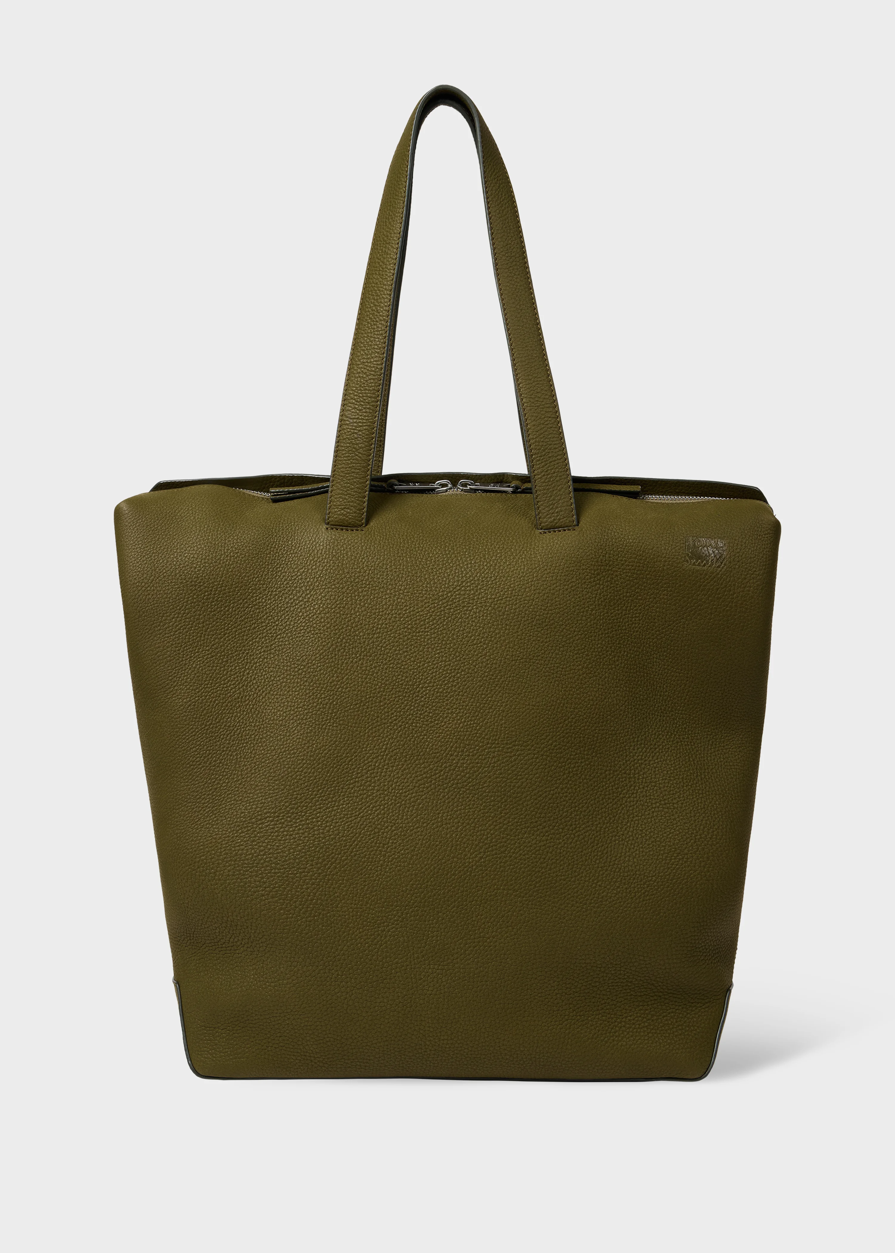 Khaki Leather Tote Bag - 1