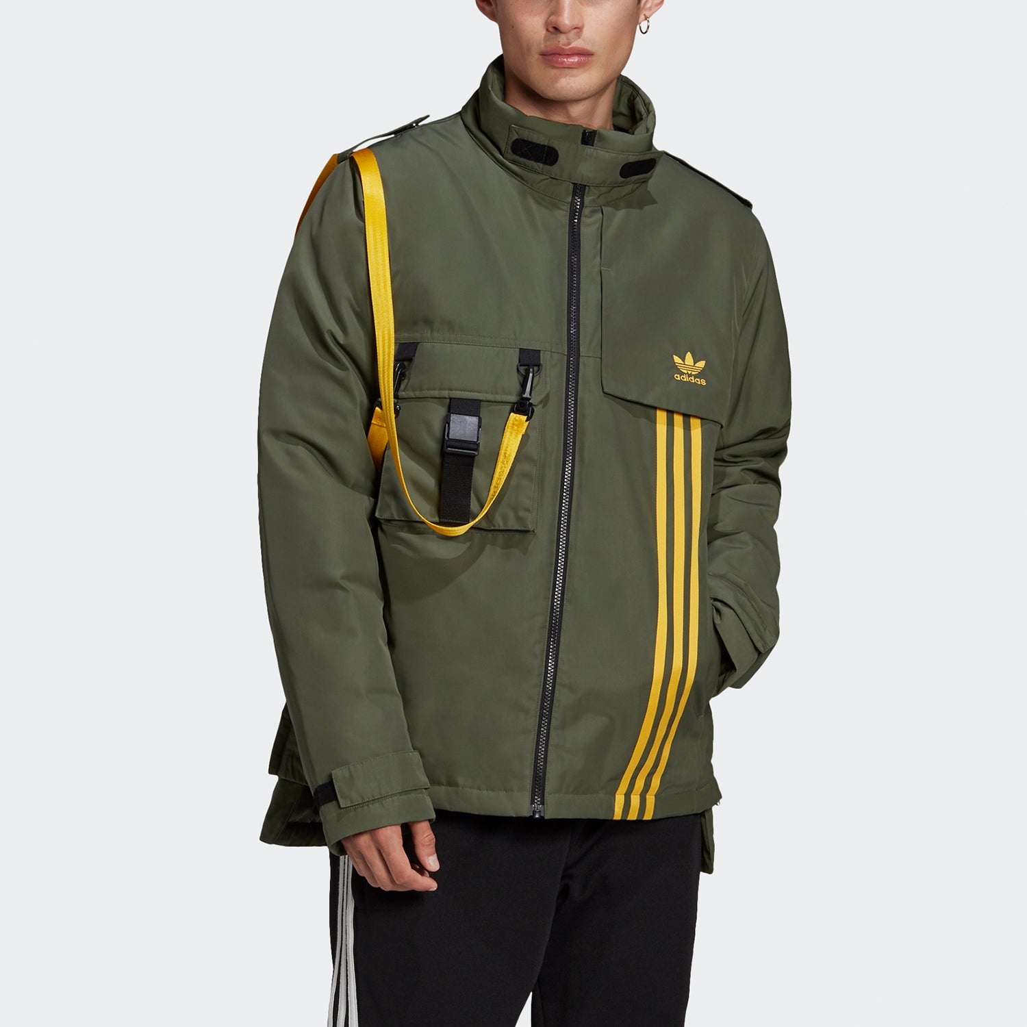 adidas originals Back Large logo Cargo Sports Down Jacket Basic Green GJ6737 - 2