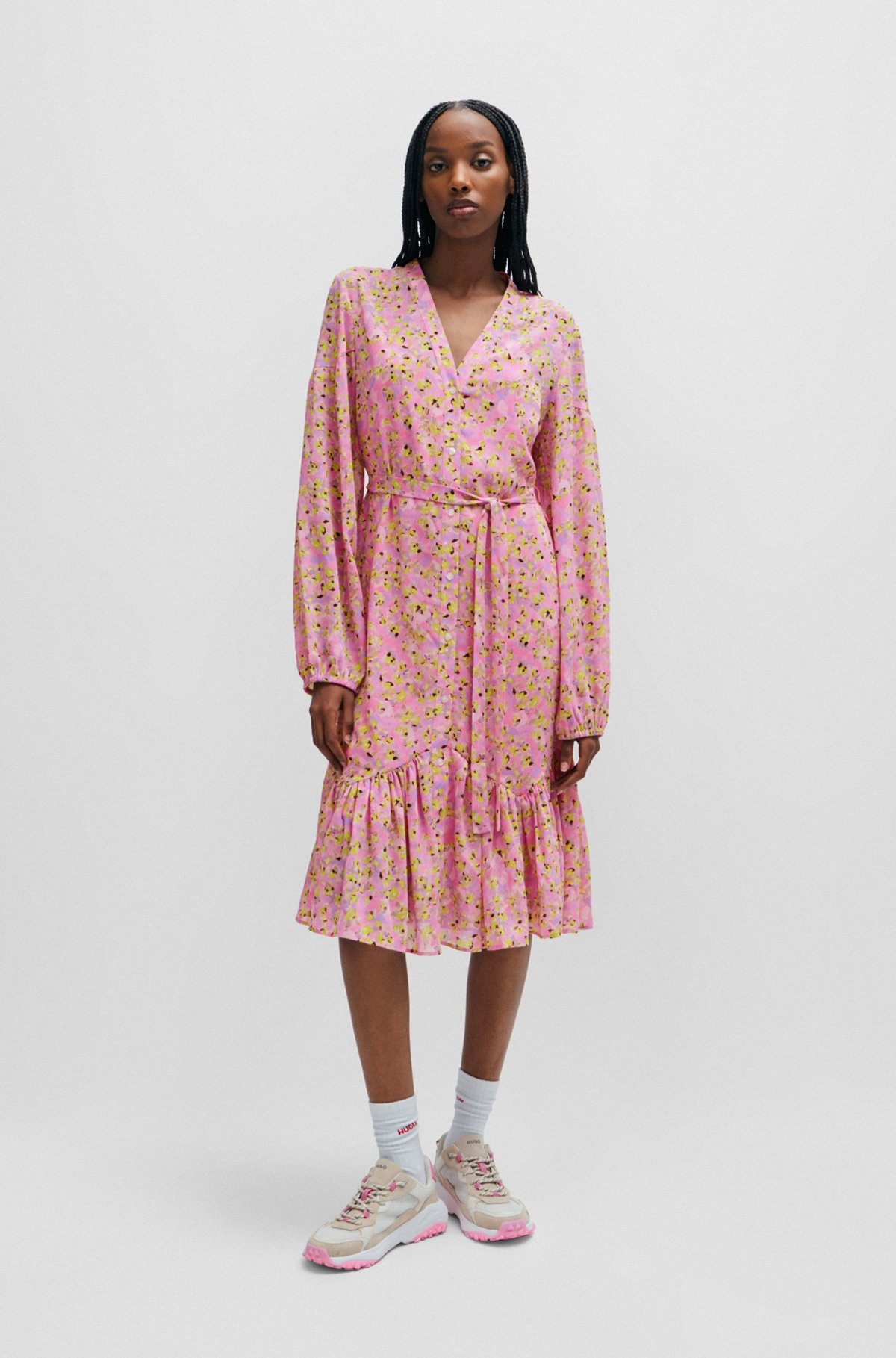 FLORAL-PRINT DRESS WITH VOLUMINOUS SLEEVES - 3