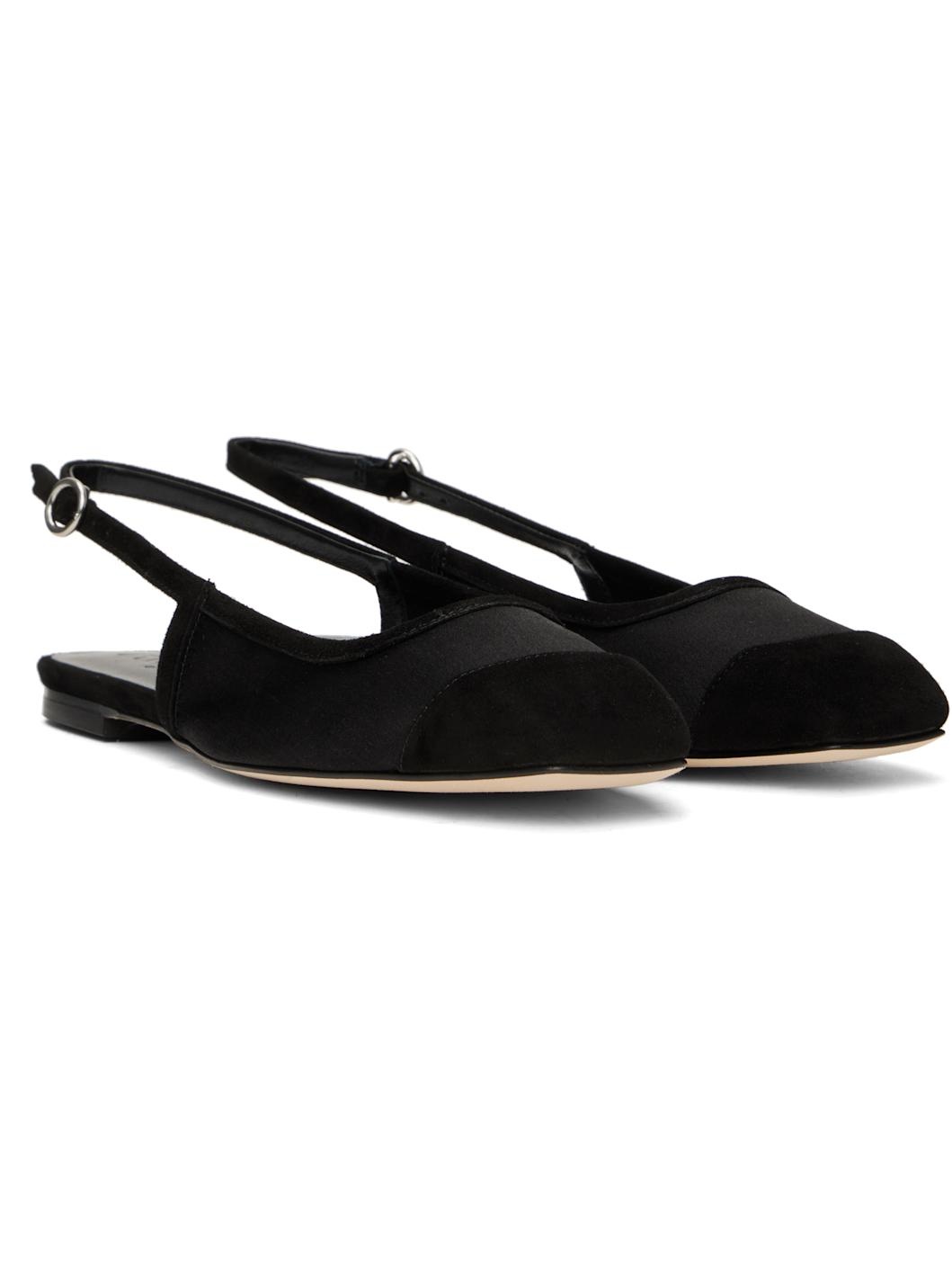 Black Geraldine Satin Toe-Cap Ballerina Flats - 4