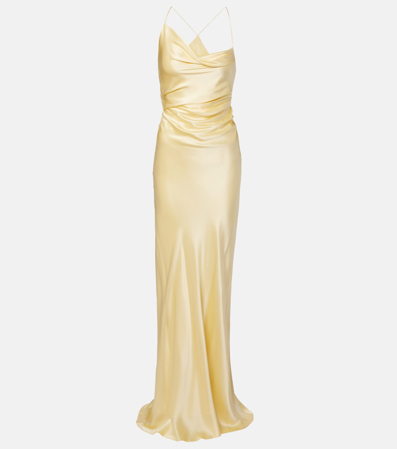 Draped silk satin gown 1