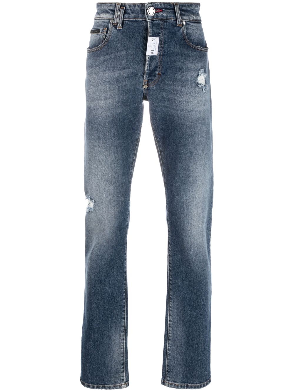 logo-patch slim-cut jeans - 1