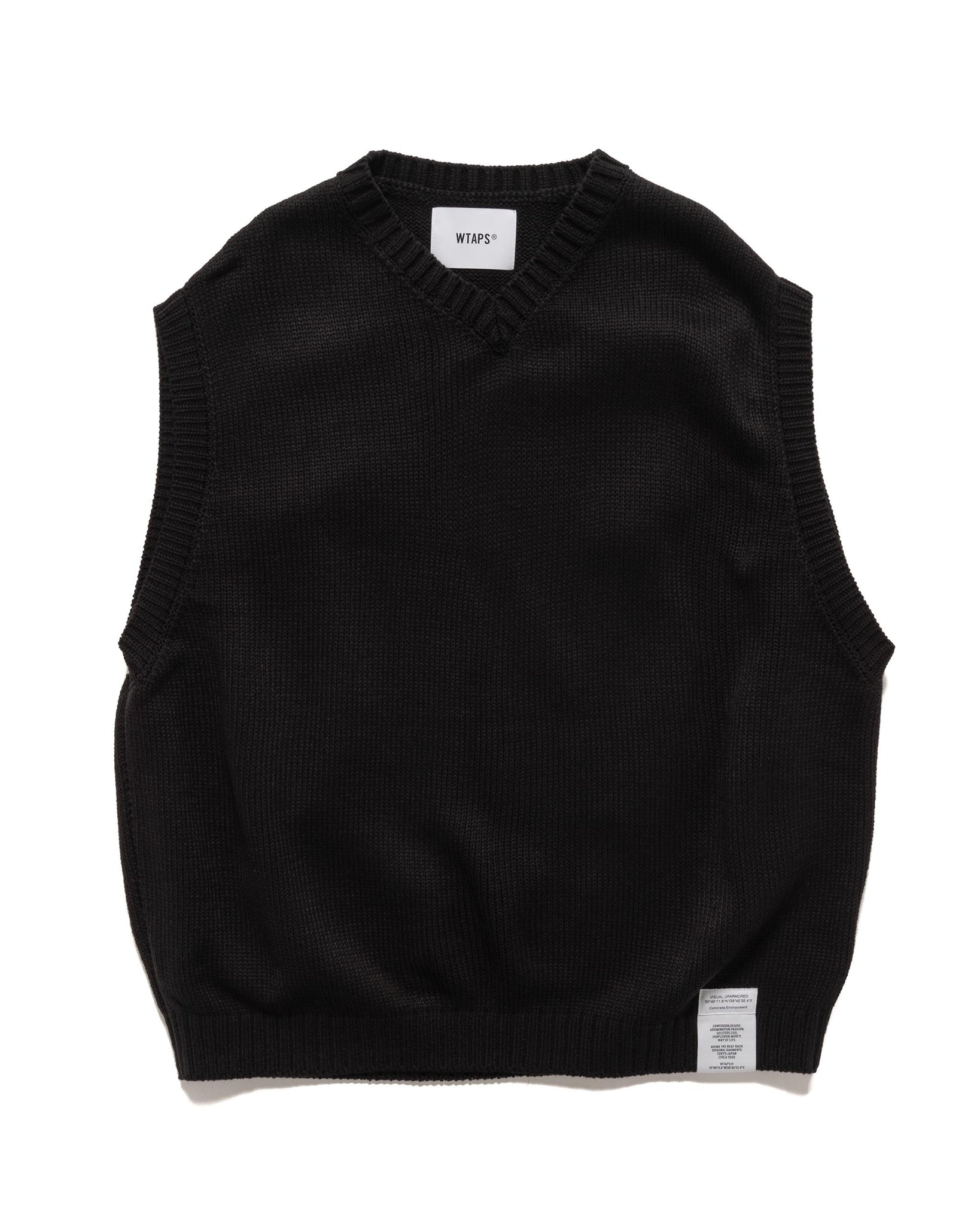 WTAPS Ditch / Cotton Acrylic Sign Vest BLACK | REVERSIBLE