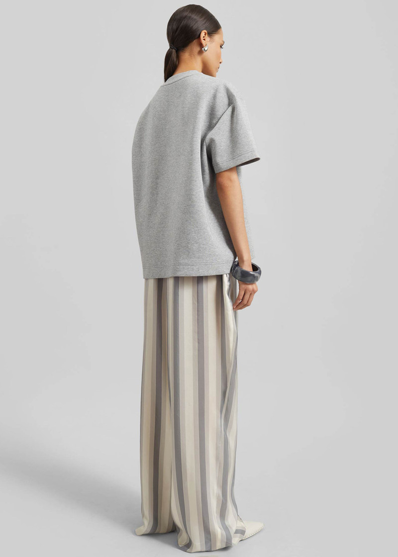 Baxter Sheer Fluid Track Pants - White/Grey Stripe 8
