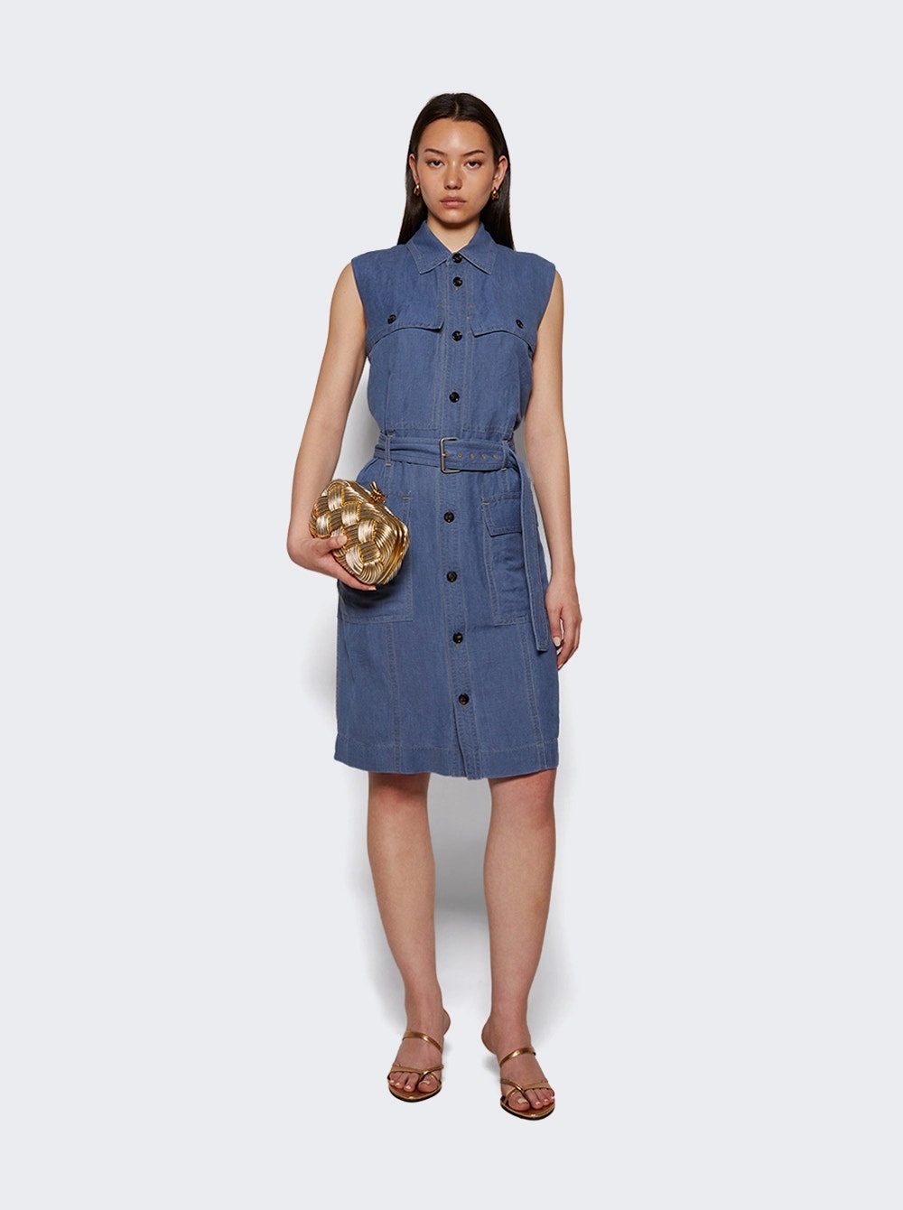Belted Midi Dress Blue - 5