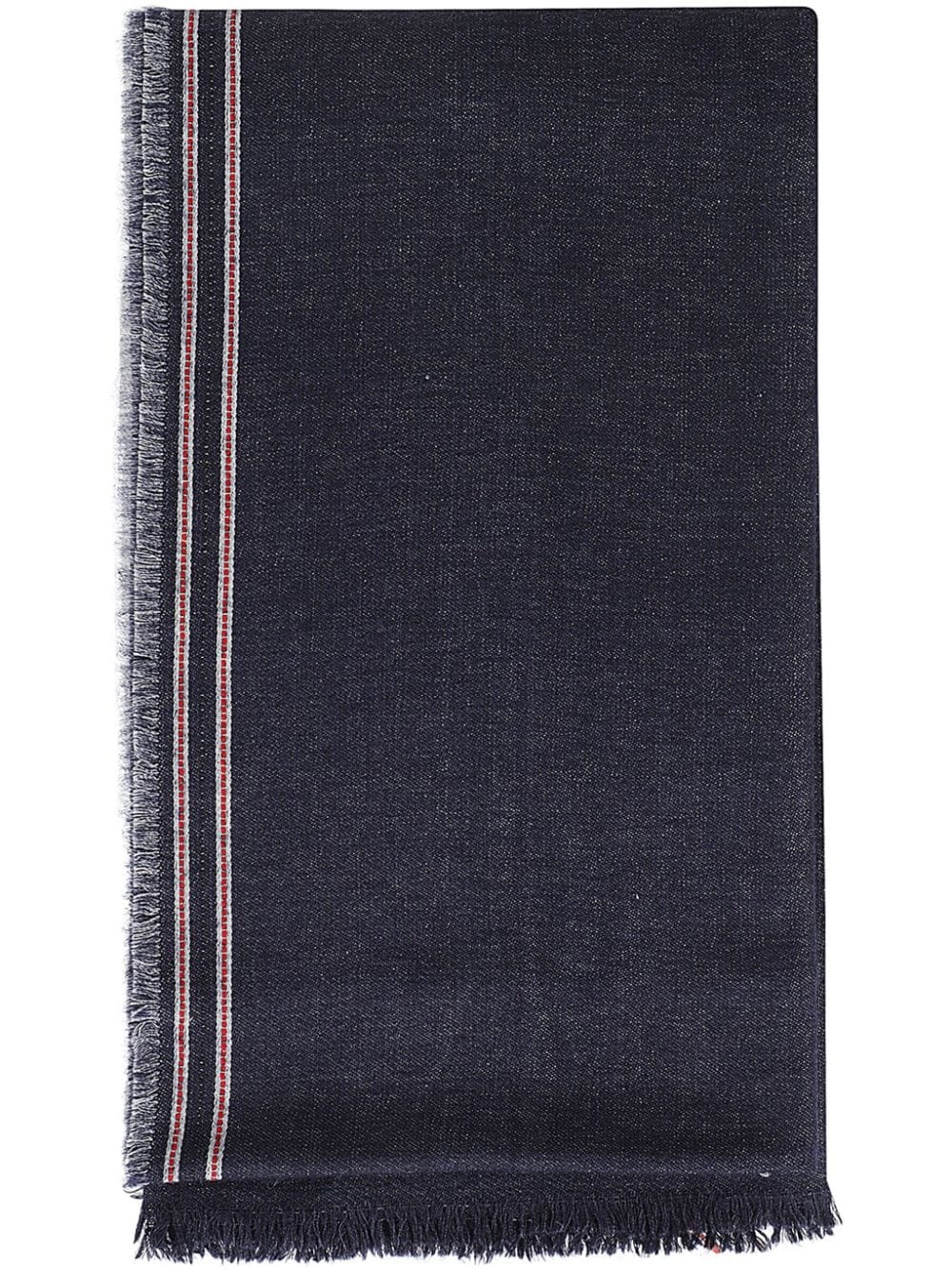 stripe-pattern raw-cut scarf - 1