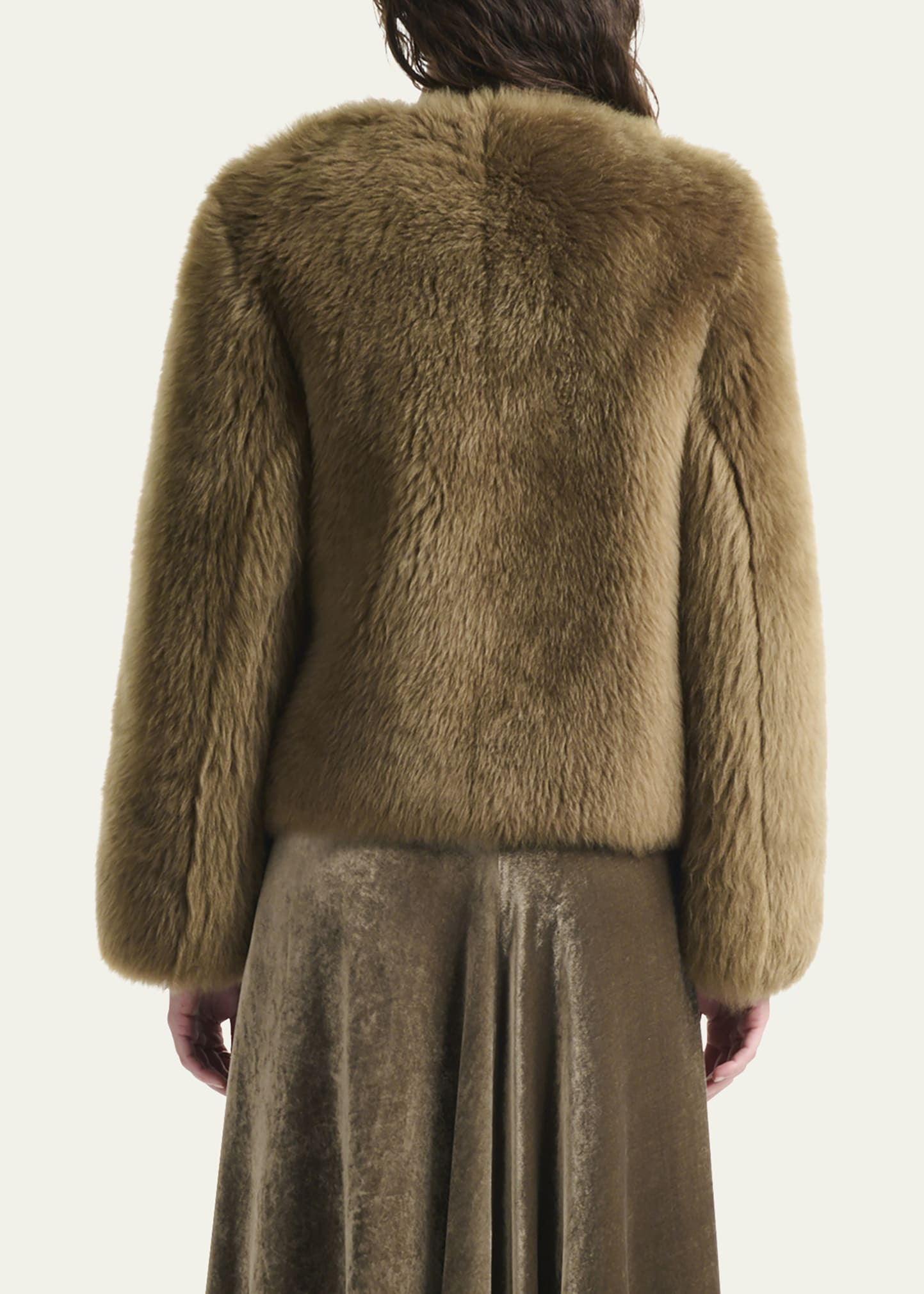 Maury Lamb Shearling Collarless Coat - 3