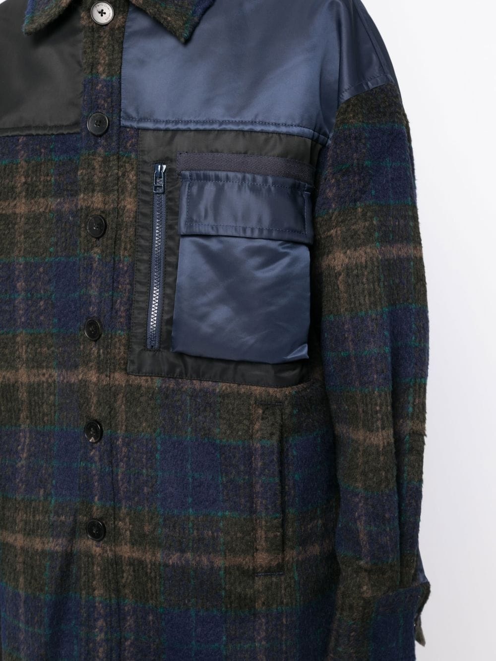 panelled plaid button-up jacket - 5