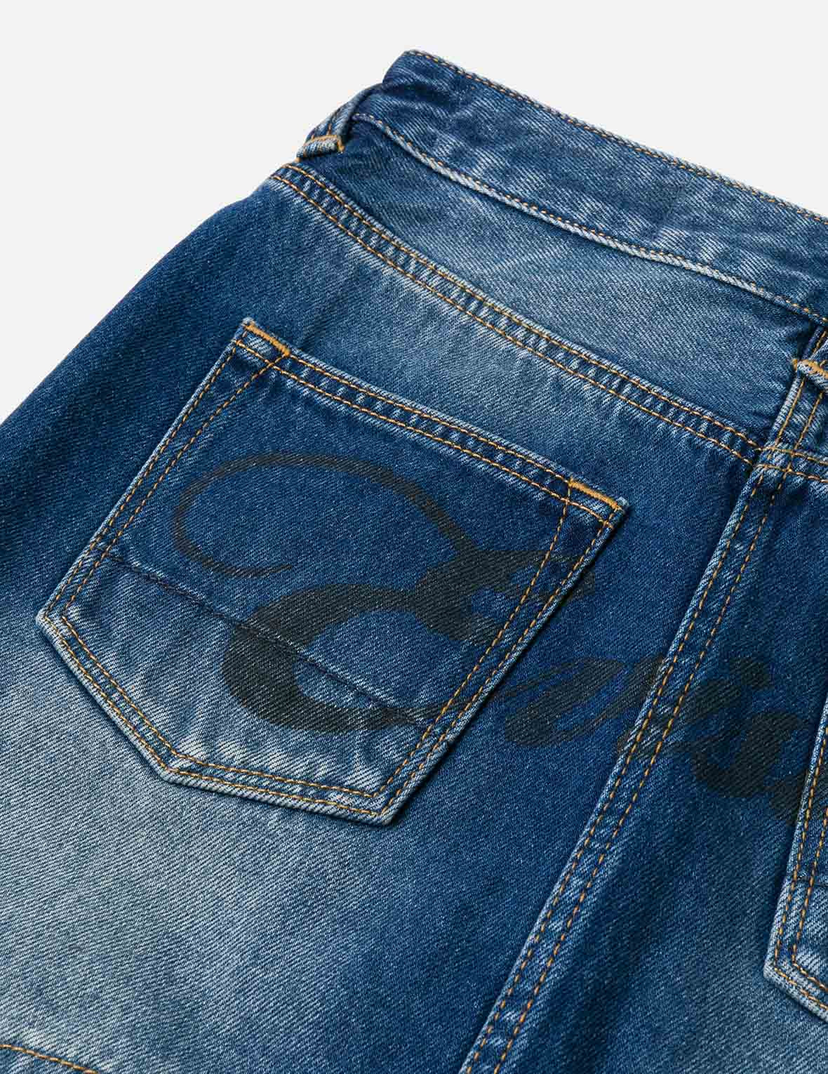 Logo Print Fashion Fit Detachable Denim Skirt - 13