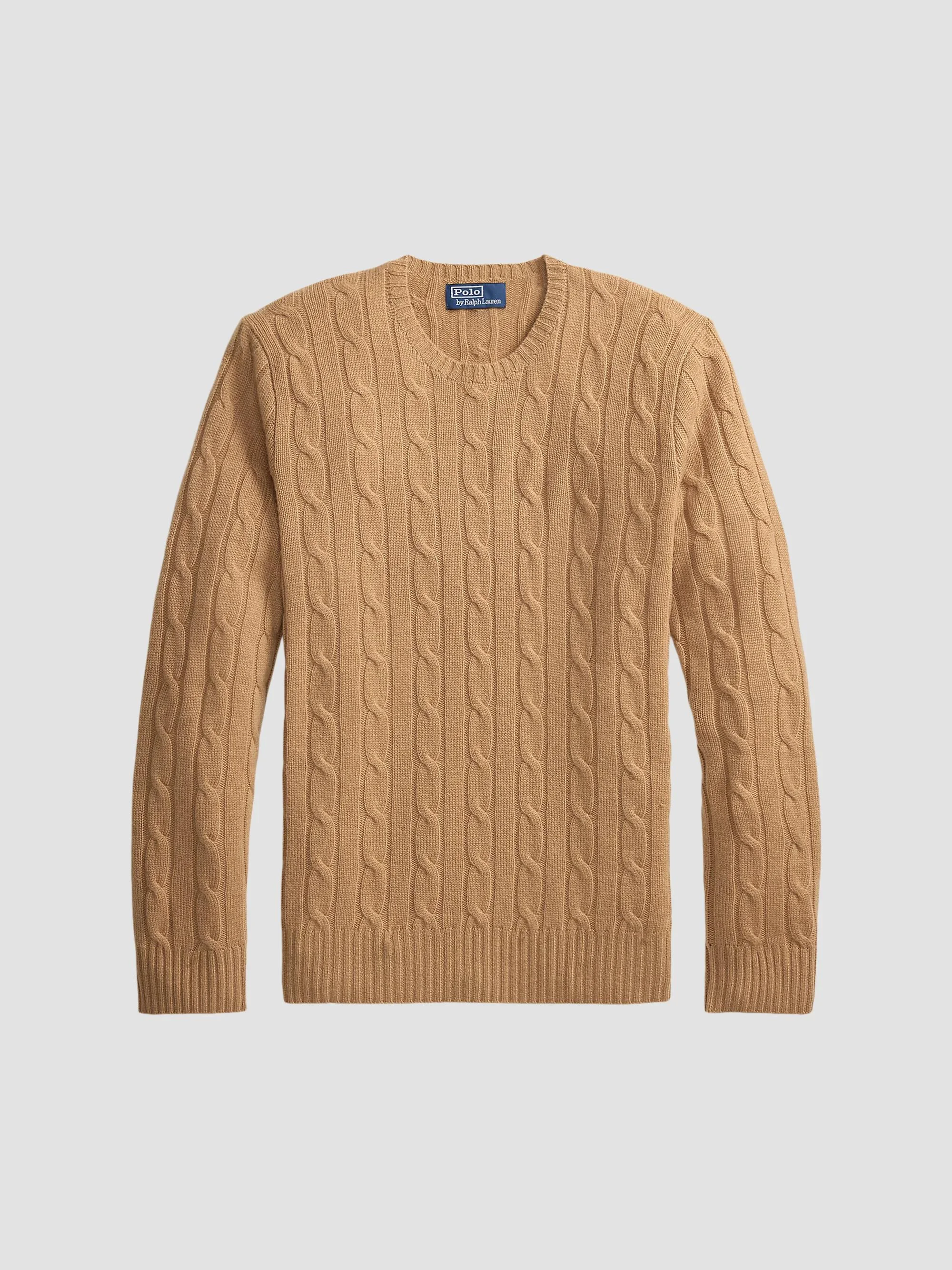 Men's Cashmere Cable-Knit Sweater - Crouton Tan Heather - 1