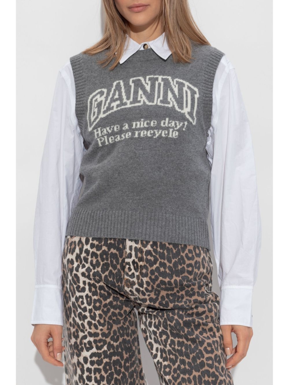 logo ribbed vest - 3