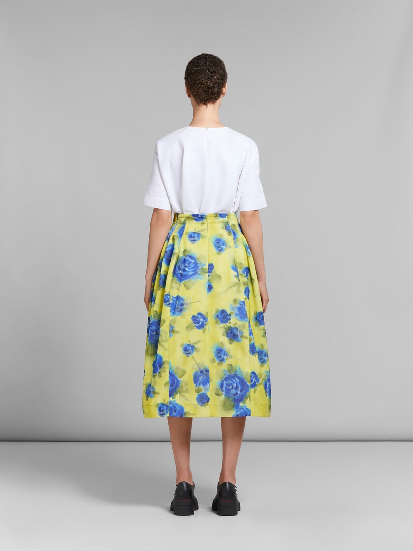 YELLOW TAFFETA HIGH-WAISTED SKIRT WITH IDYLL PRINT - 3