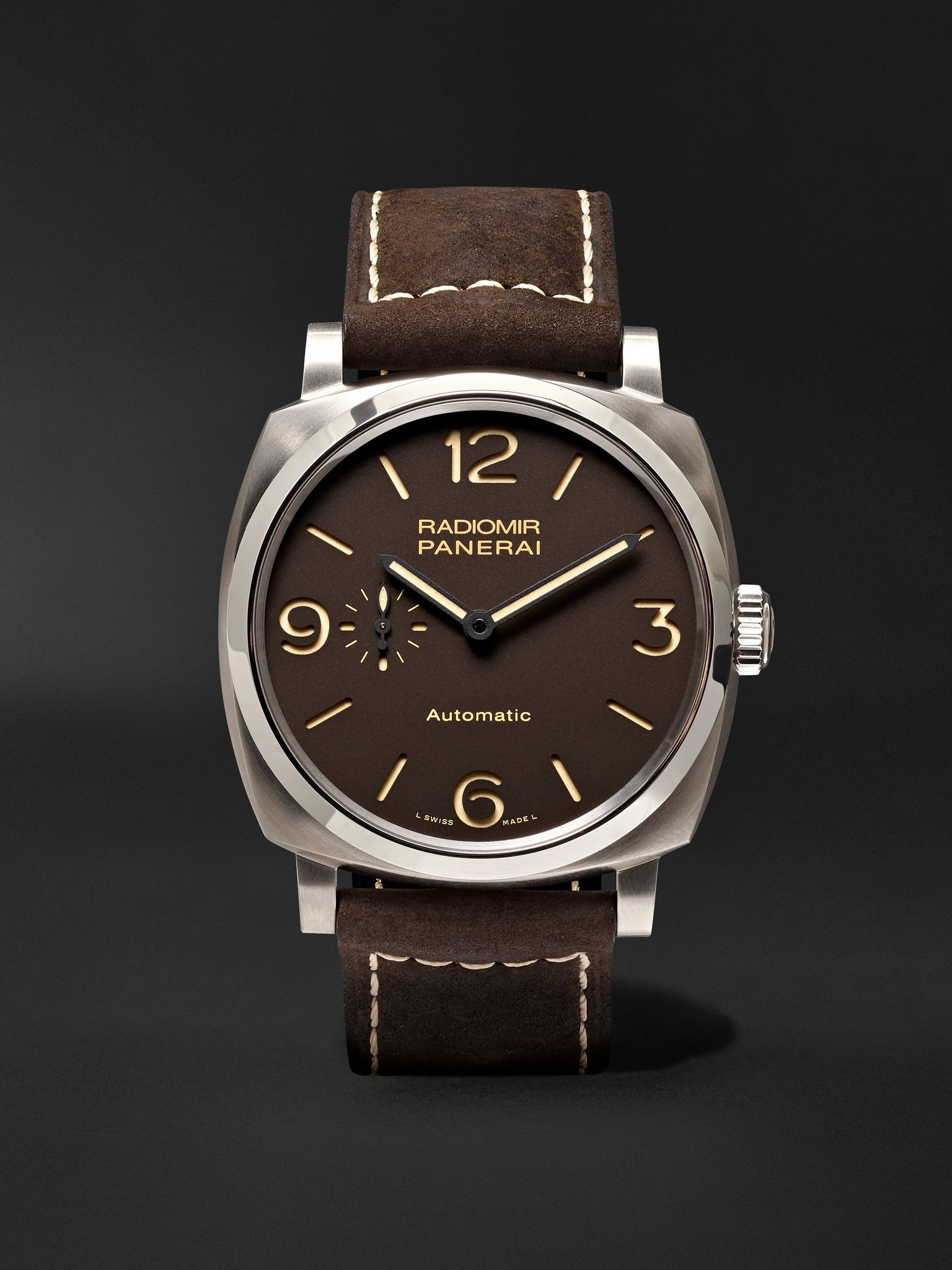 Radiomir 1940 3 Days Automatic Titanio 45mm Titanium and Leather Watch, Ref. No. PAM00619 Brown - 1