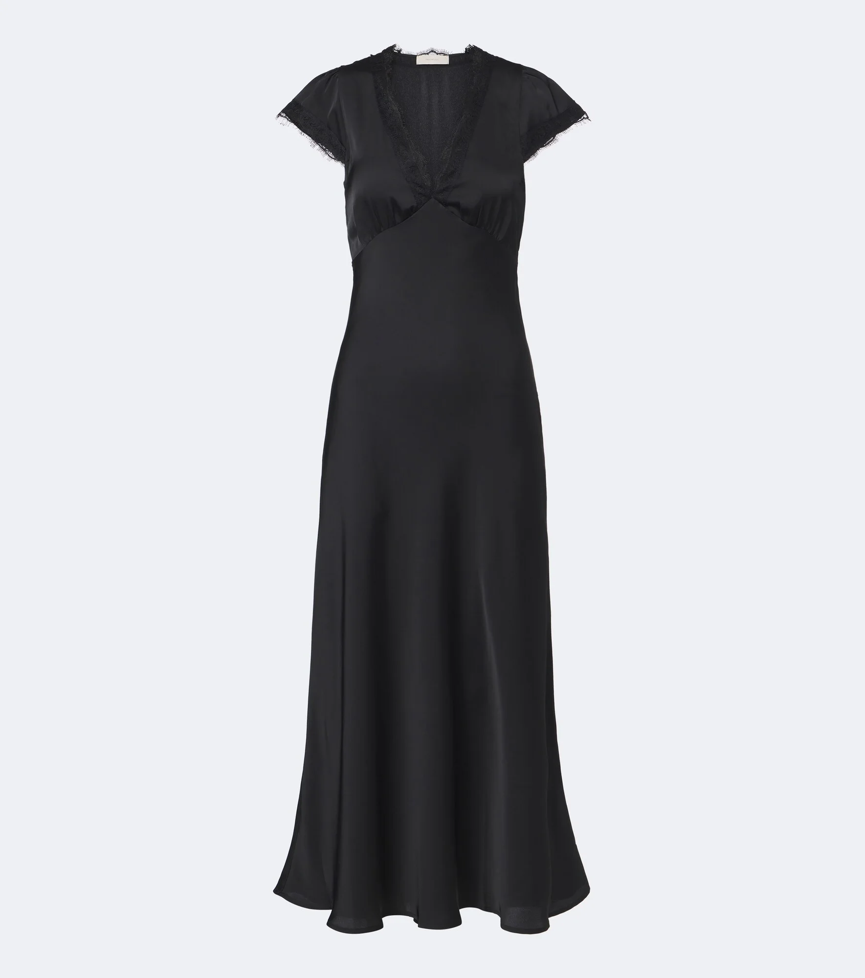 Mina lace-trimmed satin midi dress - 1