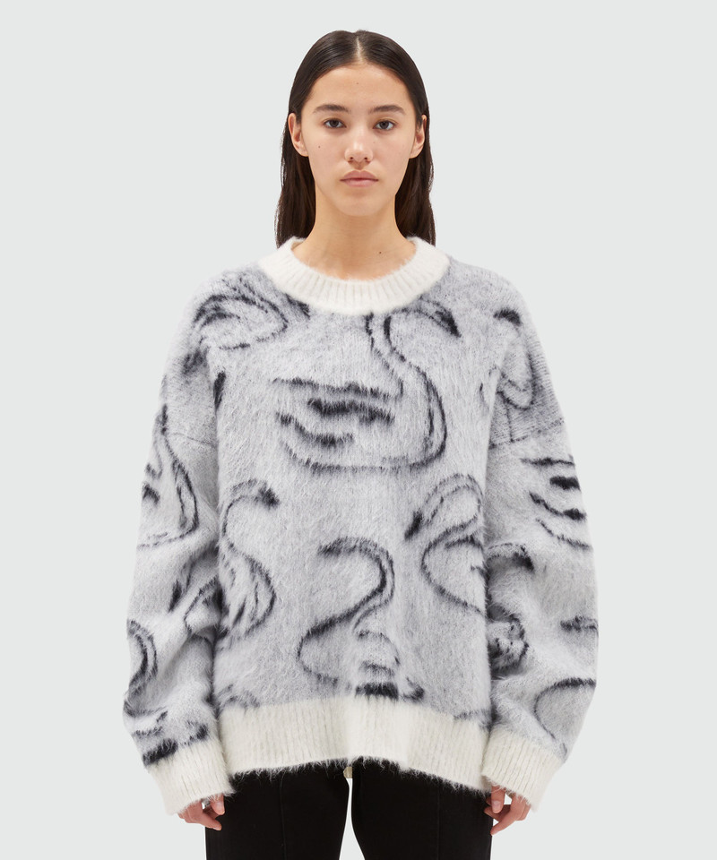 MSGM Combed wool sweater with jacquard swans outlook
