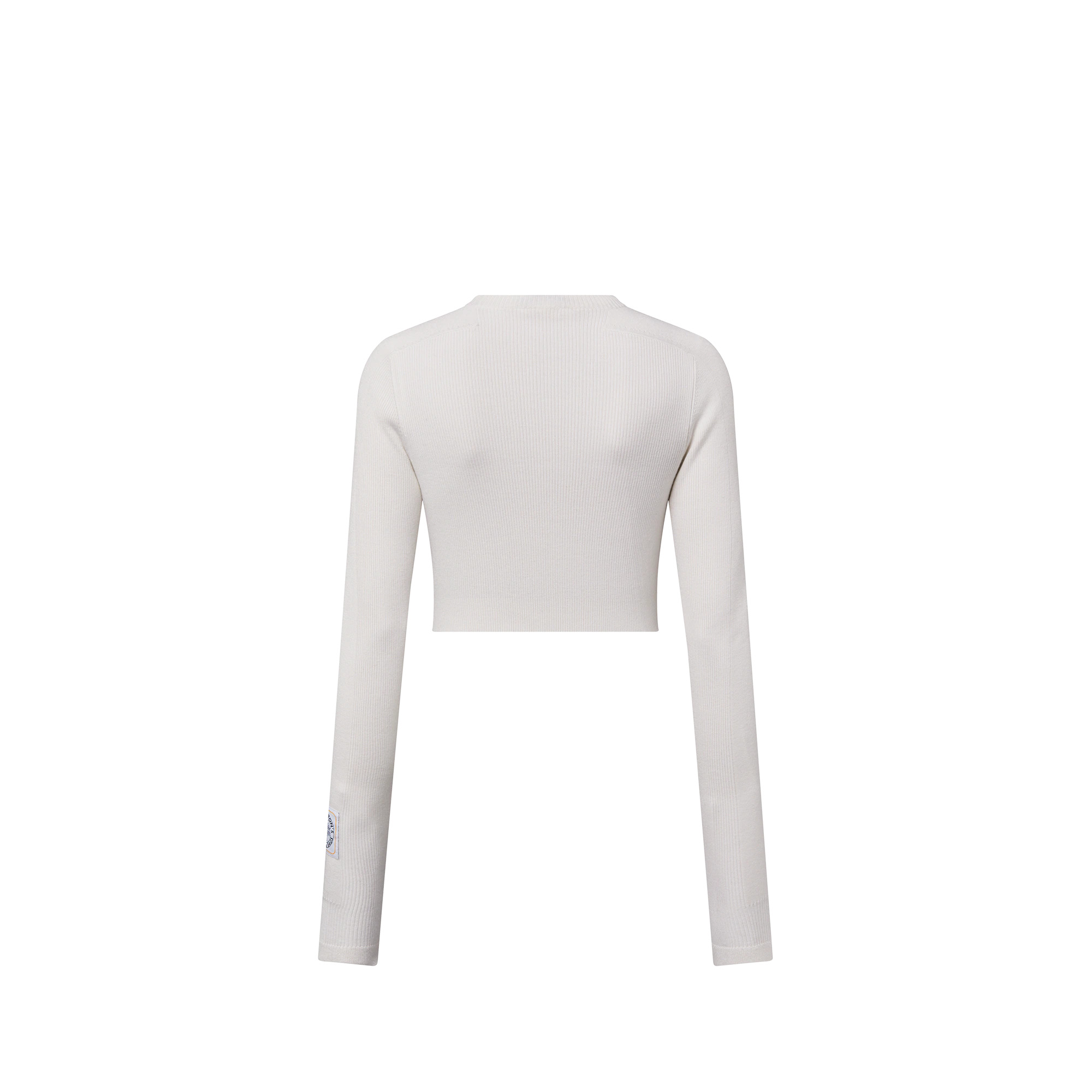 Cropped Fine Ribbed Knit Sweater - 3