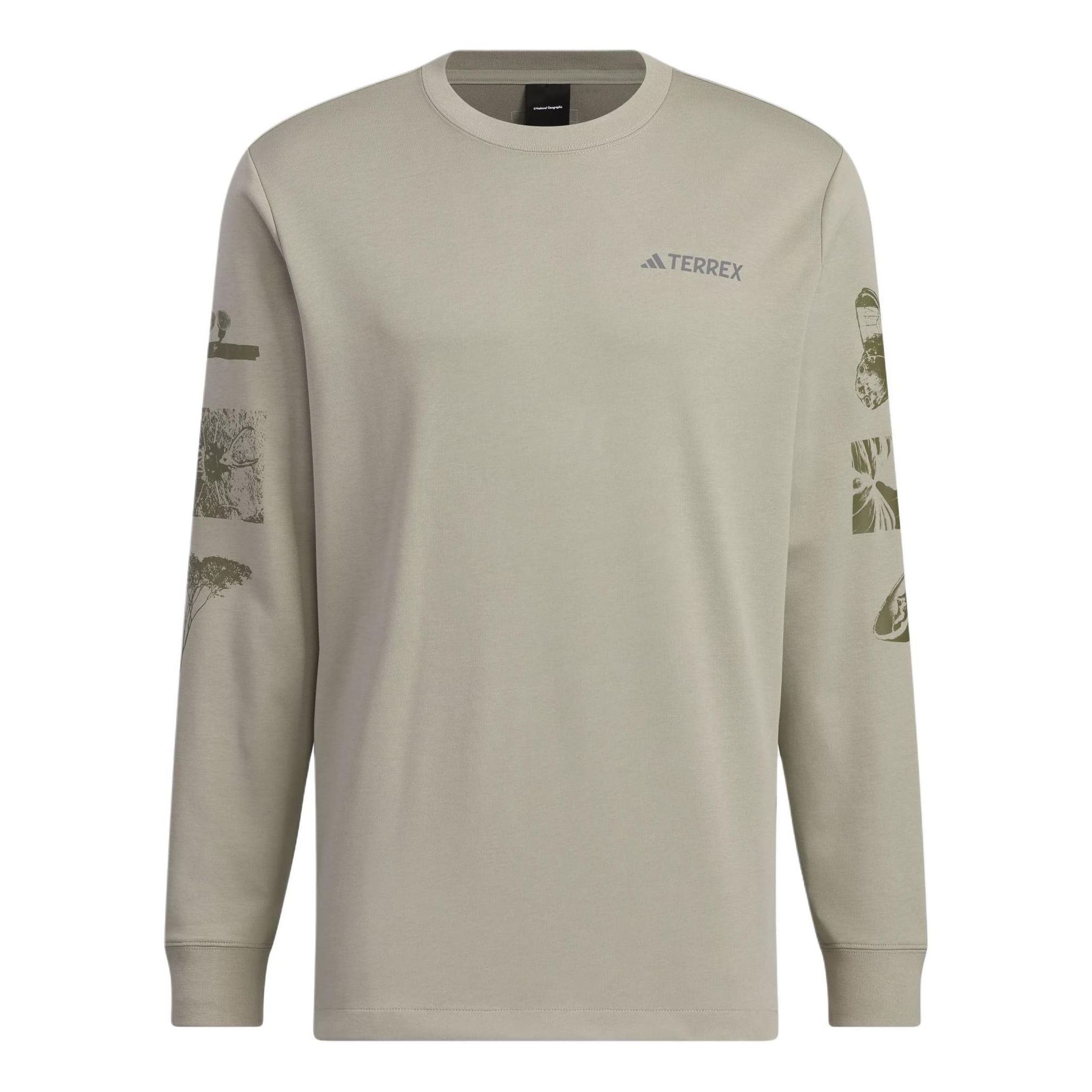 adidas x National Geographic Aeroready Graphic Long Sleeve Tee 'Silver Pebble' IS9509 - 1