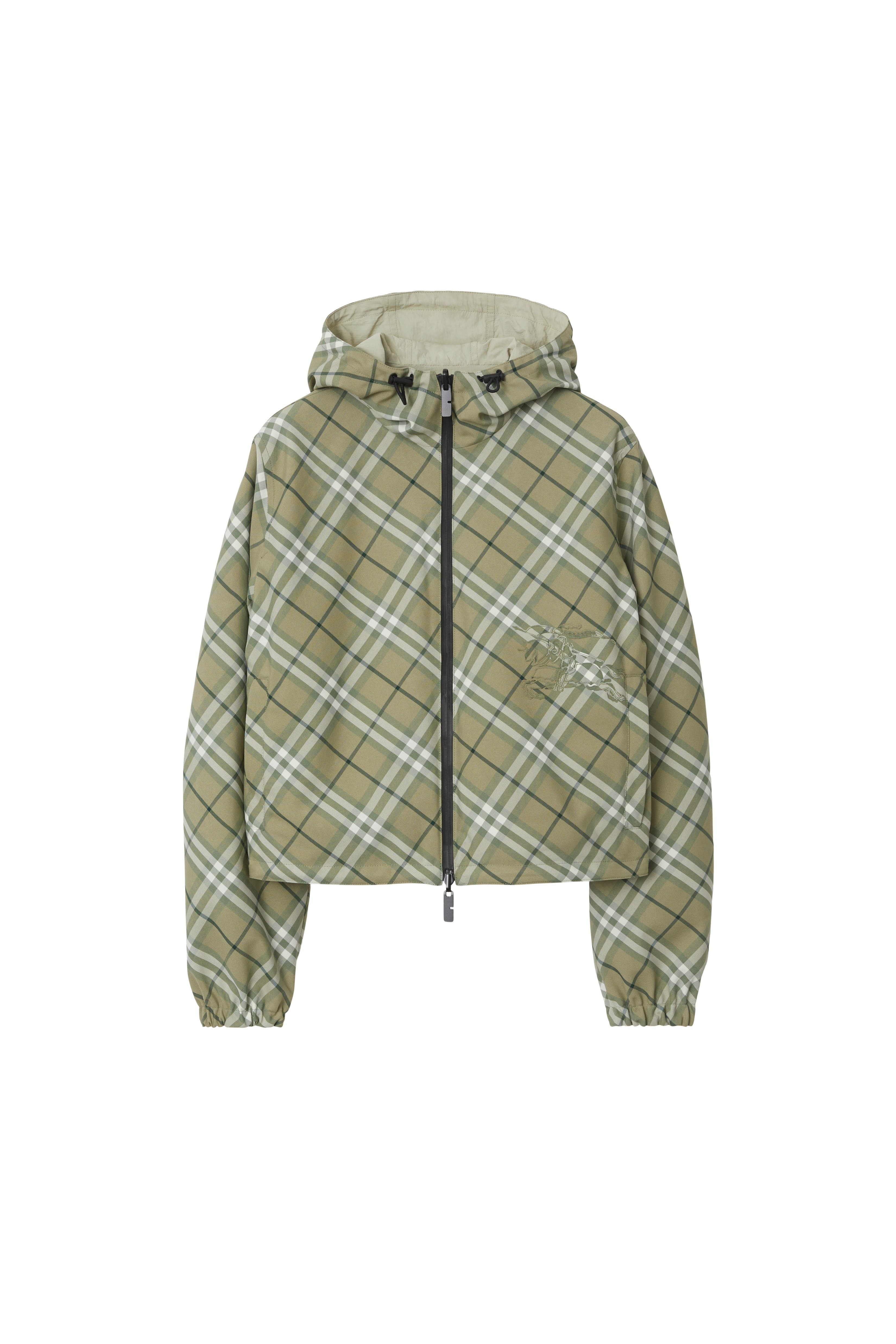 burberry Cropped Reversible Check Jacket in Skylark at Nordstrom - 3