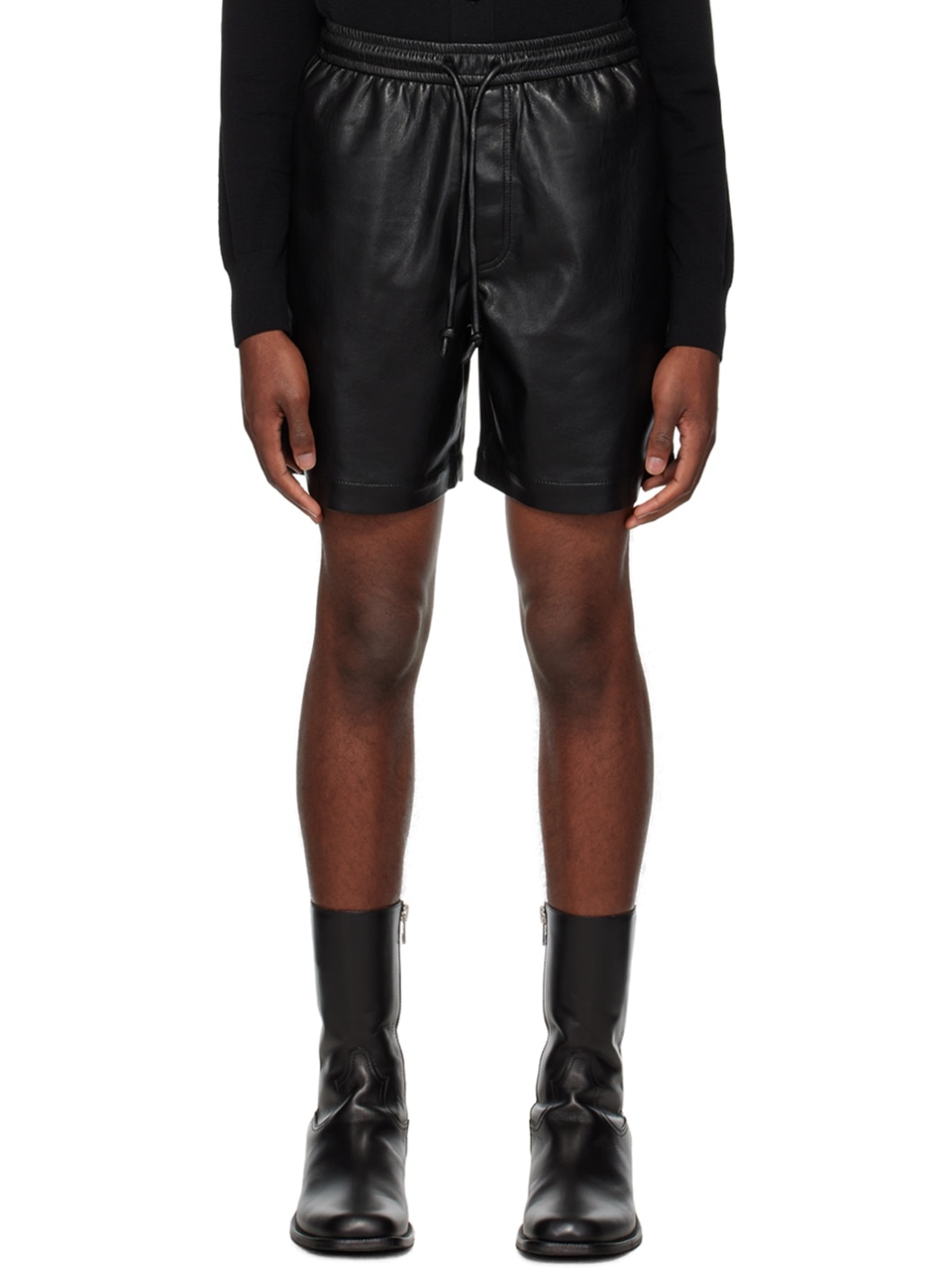 Black Doxxi Vegan Leather Shorts - 1