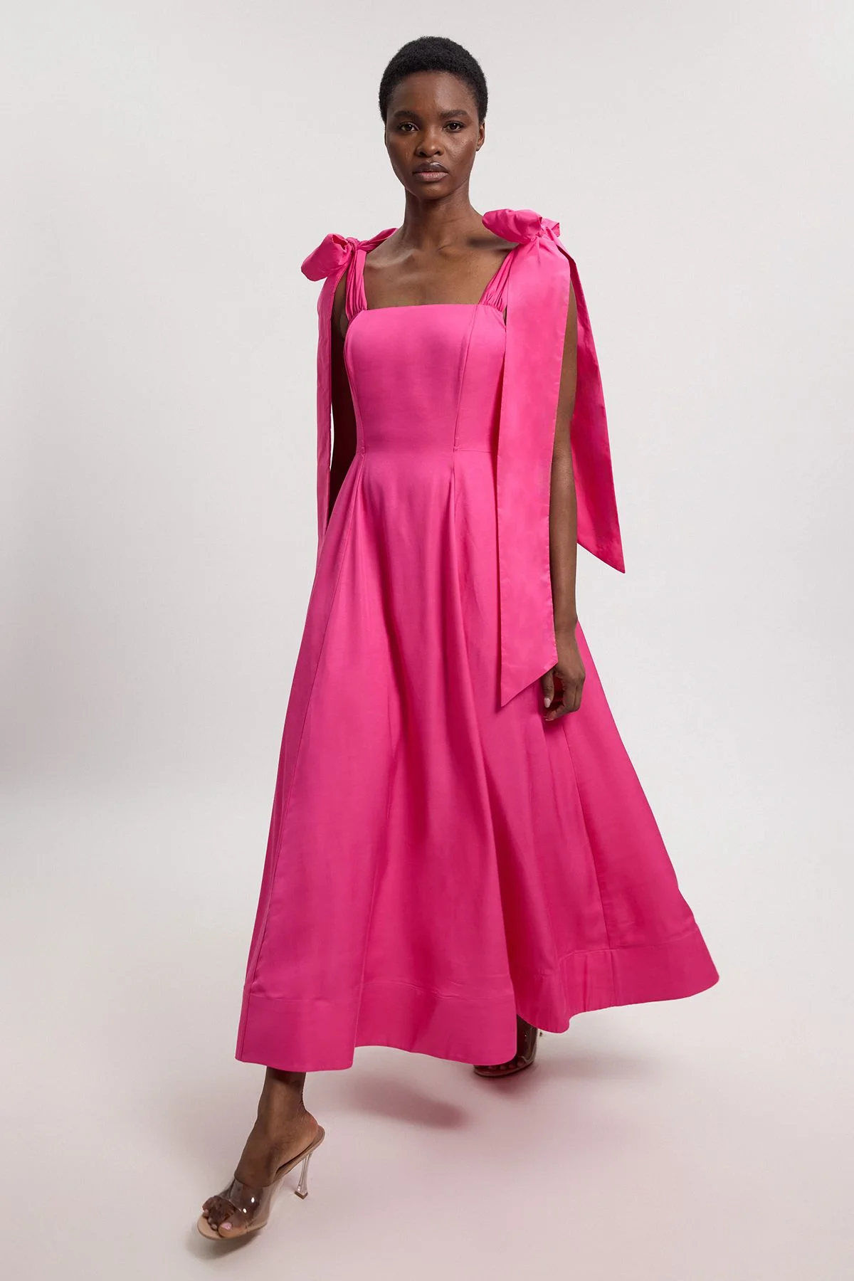 Viscose Linen Tie Strap Woven Prom Dress - 1
