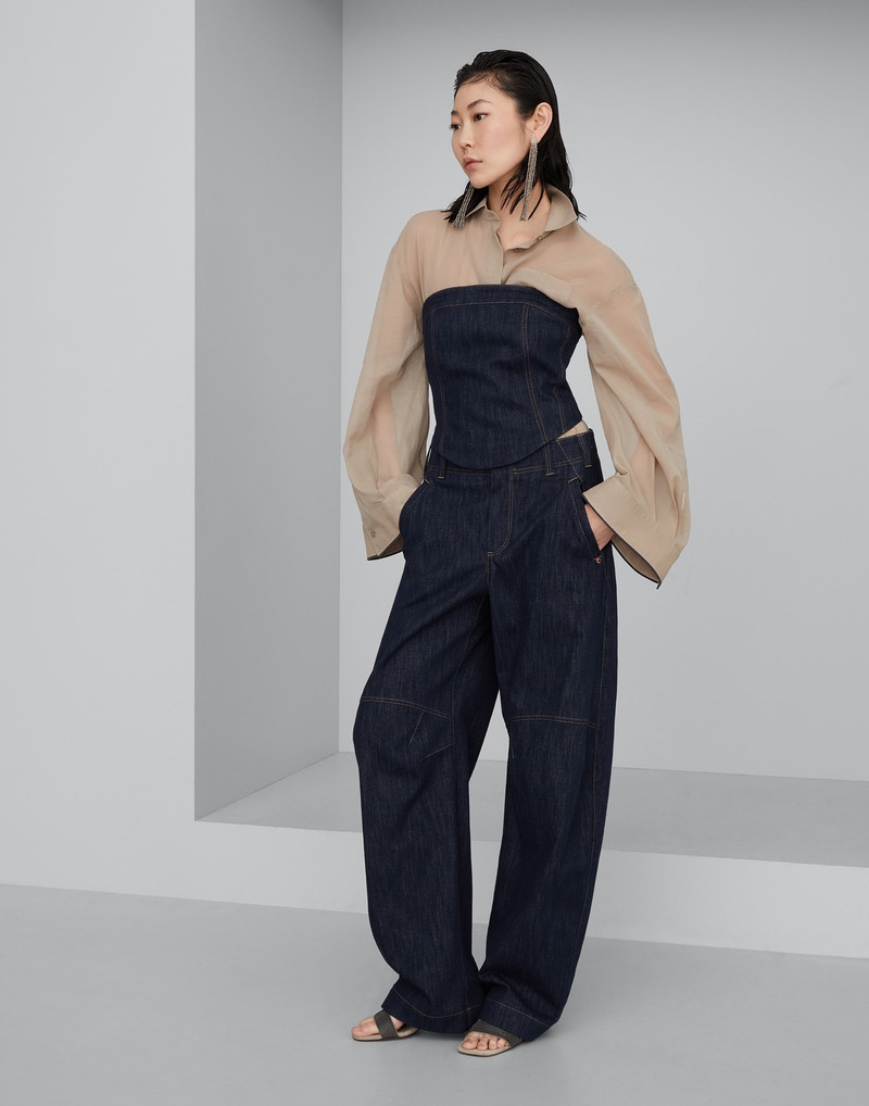 Cotton organza shirt with shiny cuffs 5