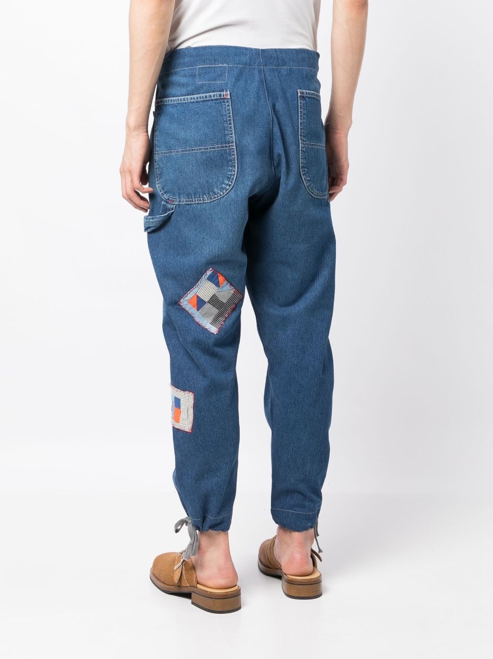 patch-detail drawstring jeans - 4