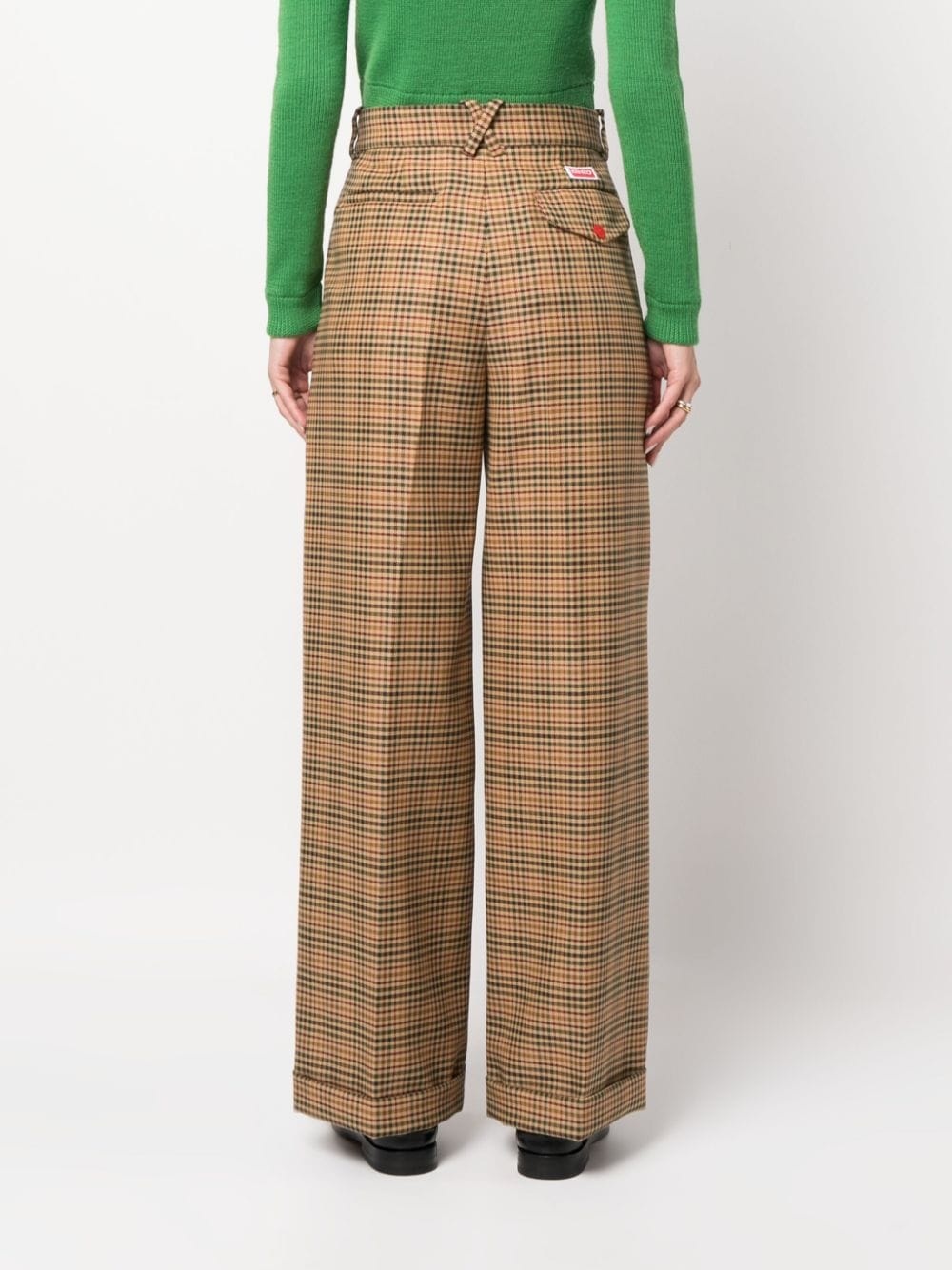 checked wide-leg trousers - 4