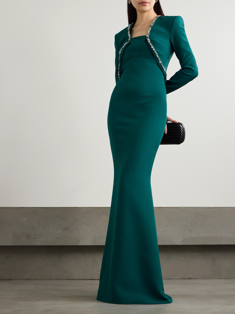 Safiyaa Jana Crystal-embellished Stretch-crepe Gown outlook
