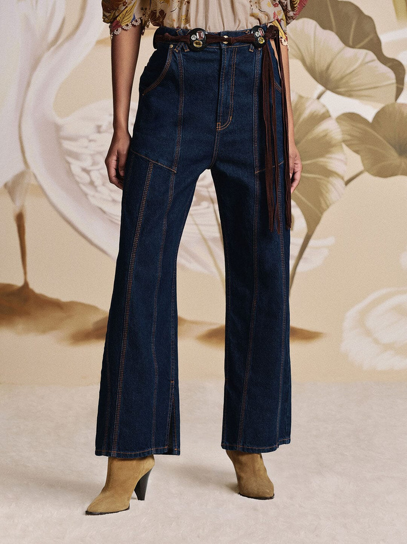 FARM RIO Dark Denim High Waist Snips Pants outlook
