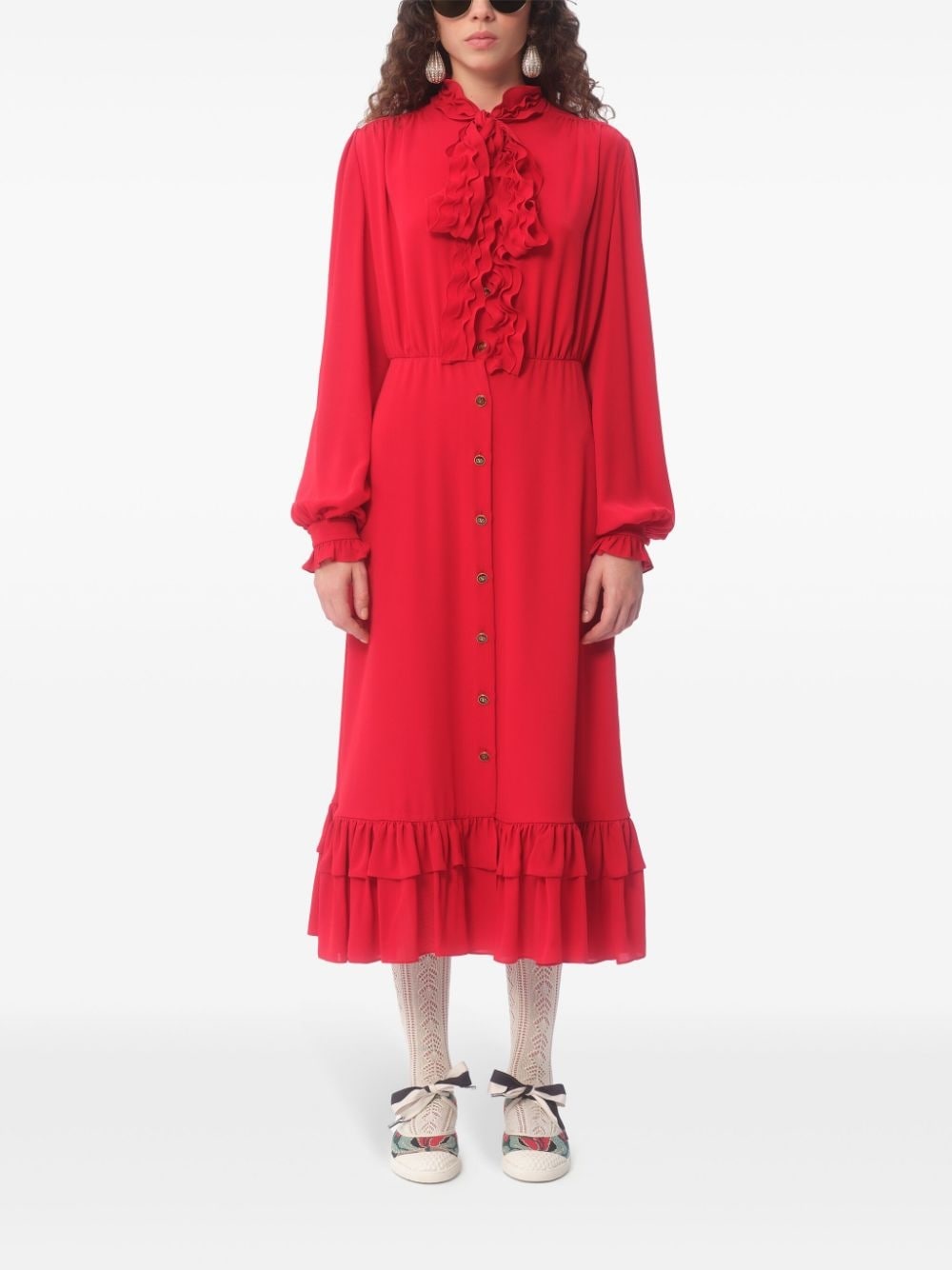 logo-engraved buttoned maxi dress - 3