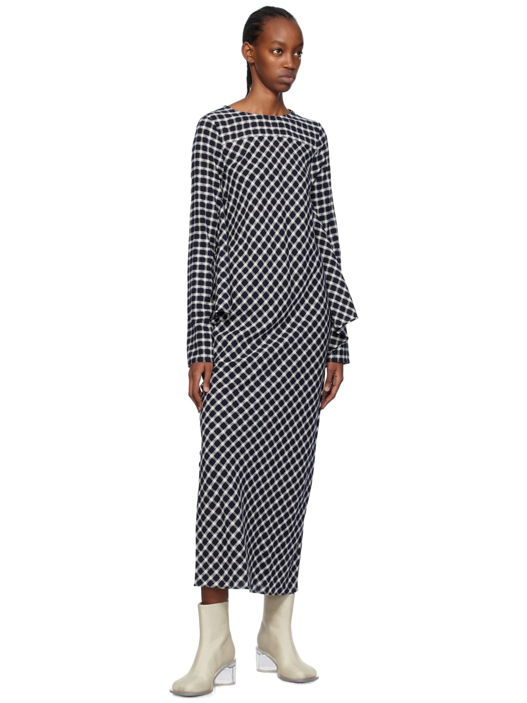 Black & White Check Maxi Dress - 4