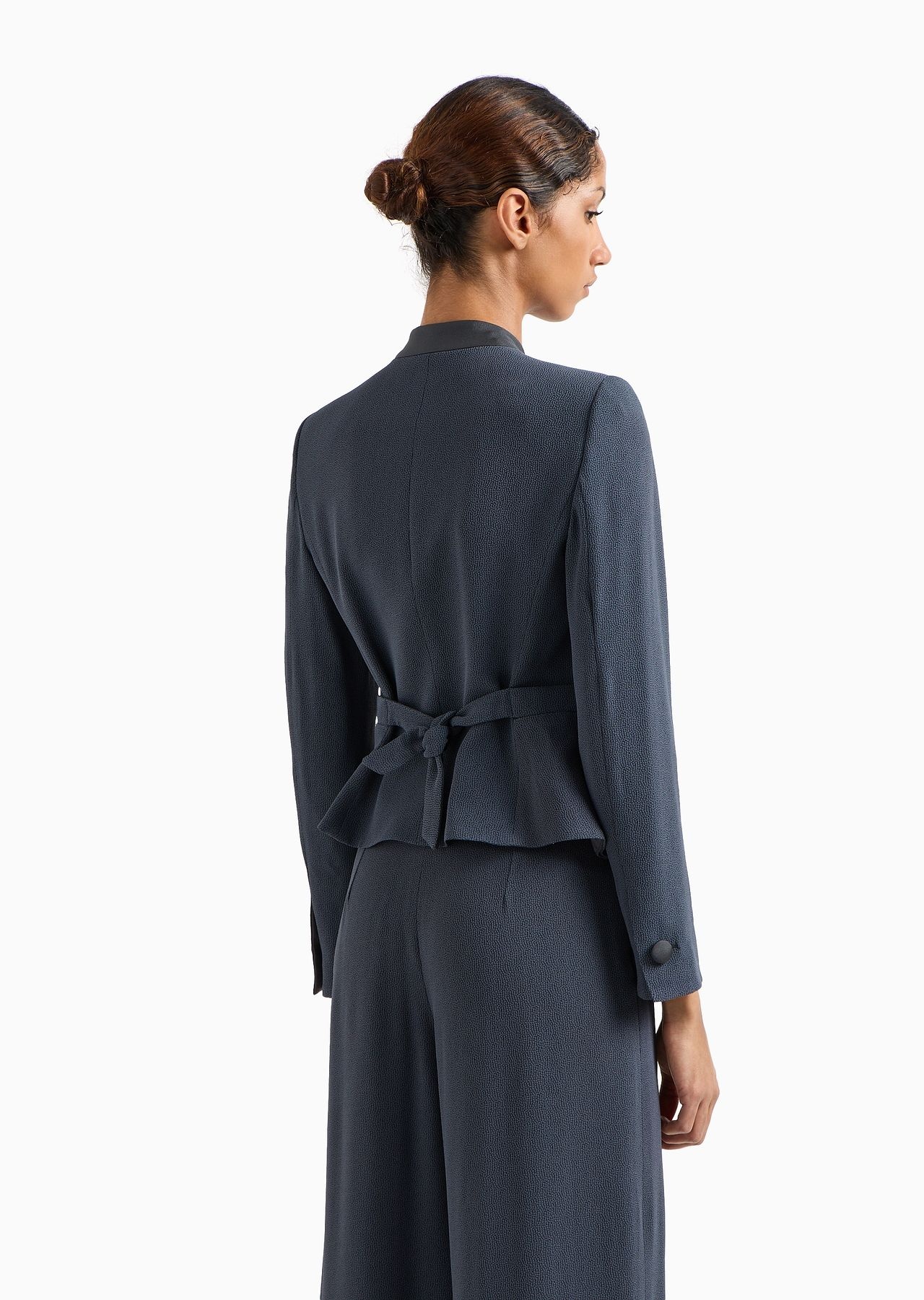 Faux-galuchat fabric jacket with martingale - 3
