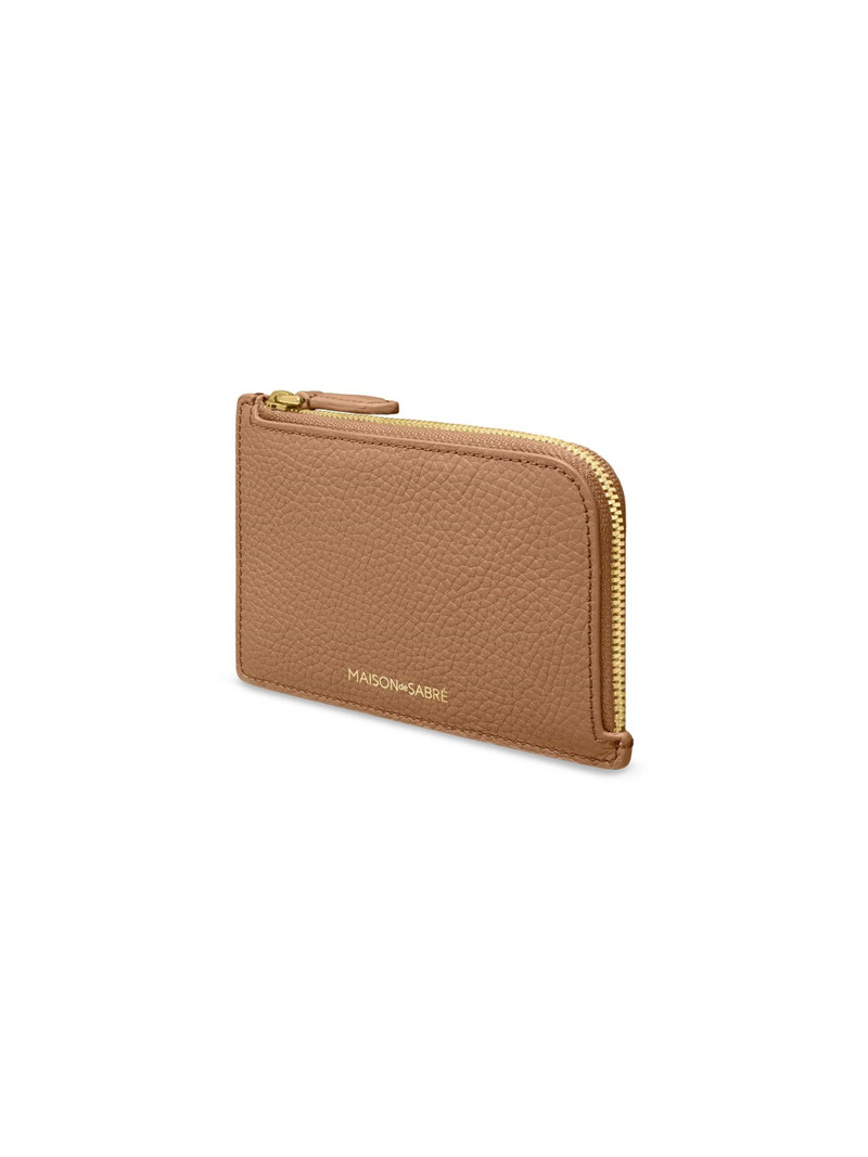 Women's Leather Zip Card Holder - Sandstone Brown 4