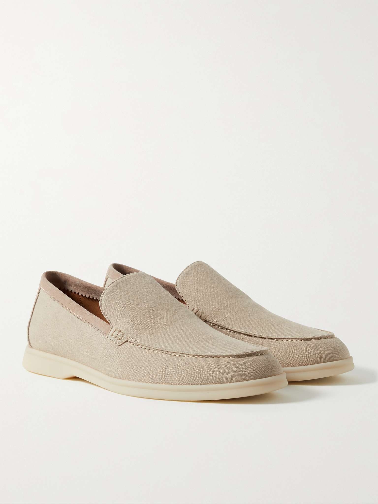 Summer Walk Suede-Trimmed Linen Loafers - 4